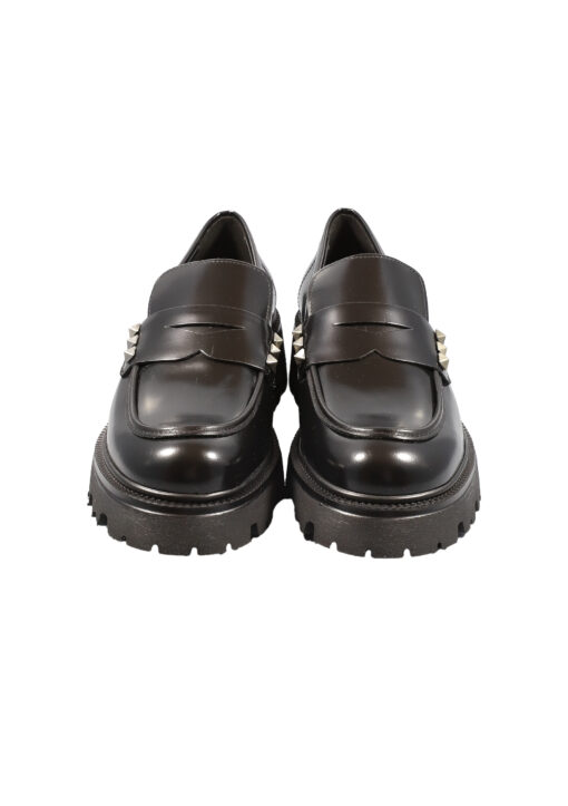 Original Italienische Cityschuhe Schwarz Leder Damen B632 – Bild 3