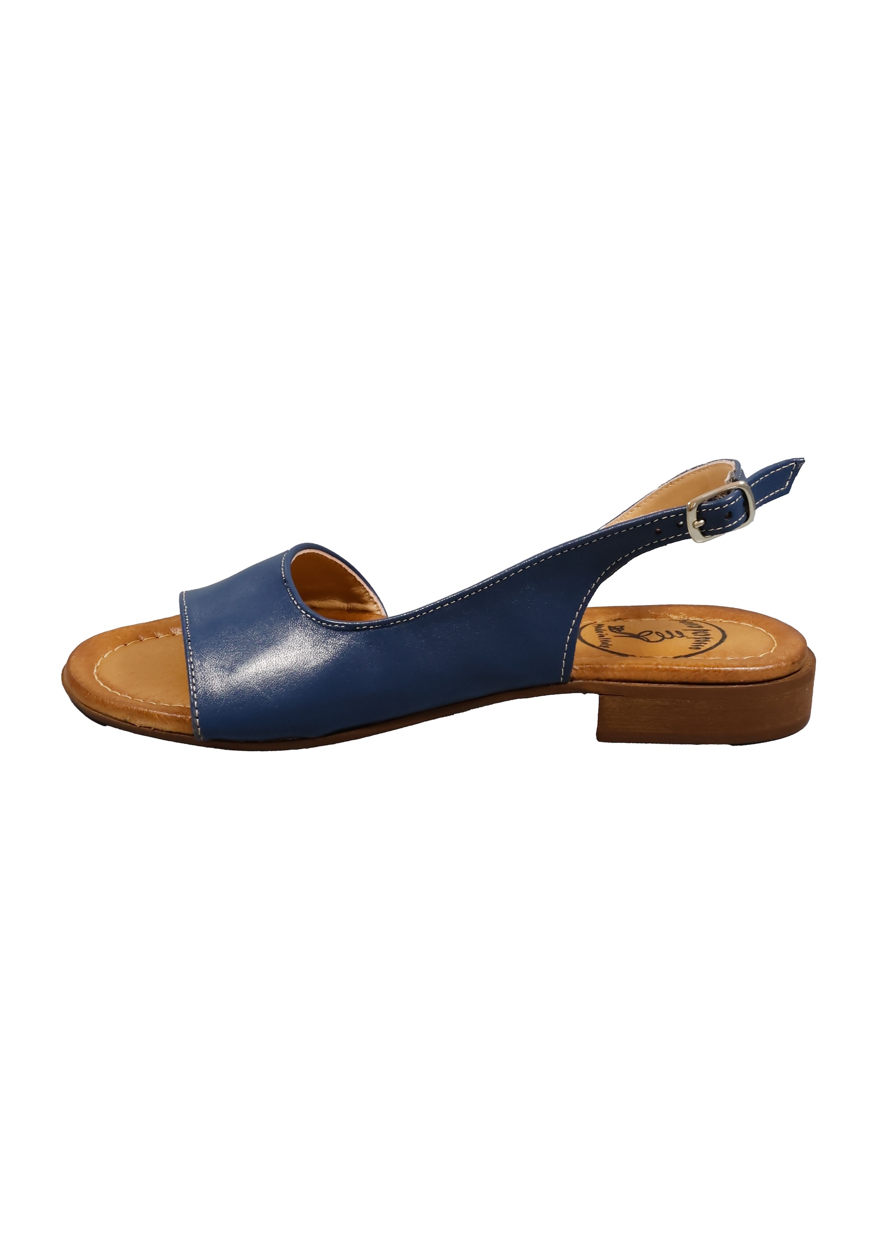 Original Italienische Sandalen Blau Leder Damen B732
