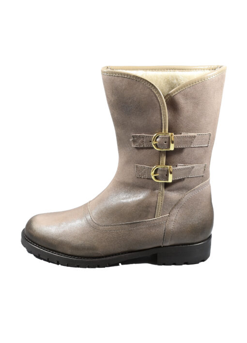 Original Italienische Stiefeletten Taupe Leder Damen B638