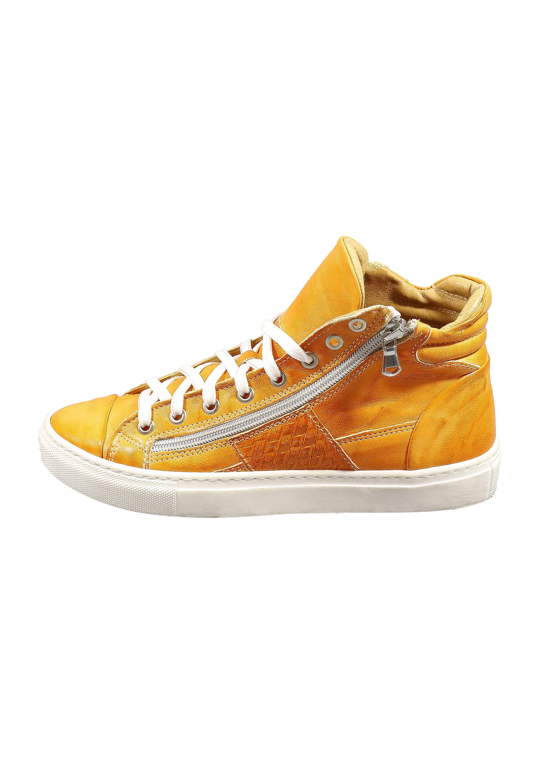 Original Italienische Sneakers Orange Leder Damen B718