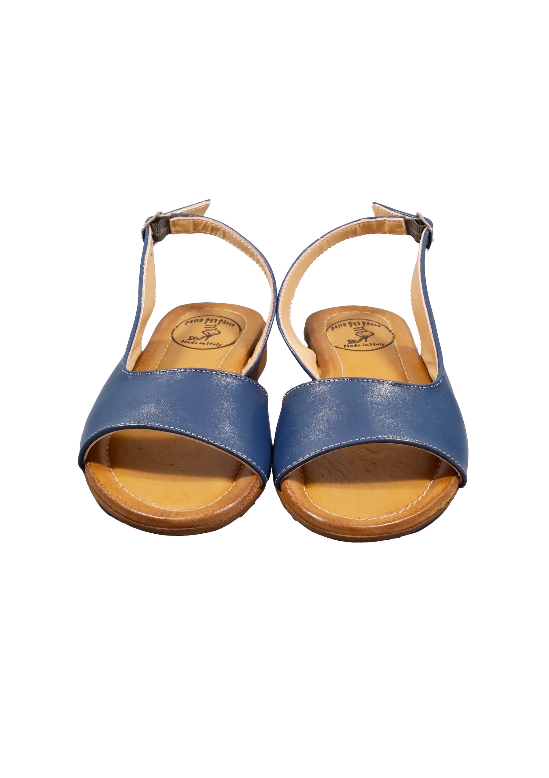 Original Italienische Sandalen Blau Leder Damen B732 – Bild 5