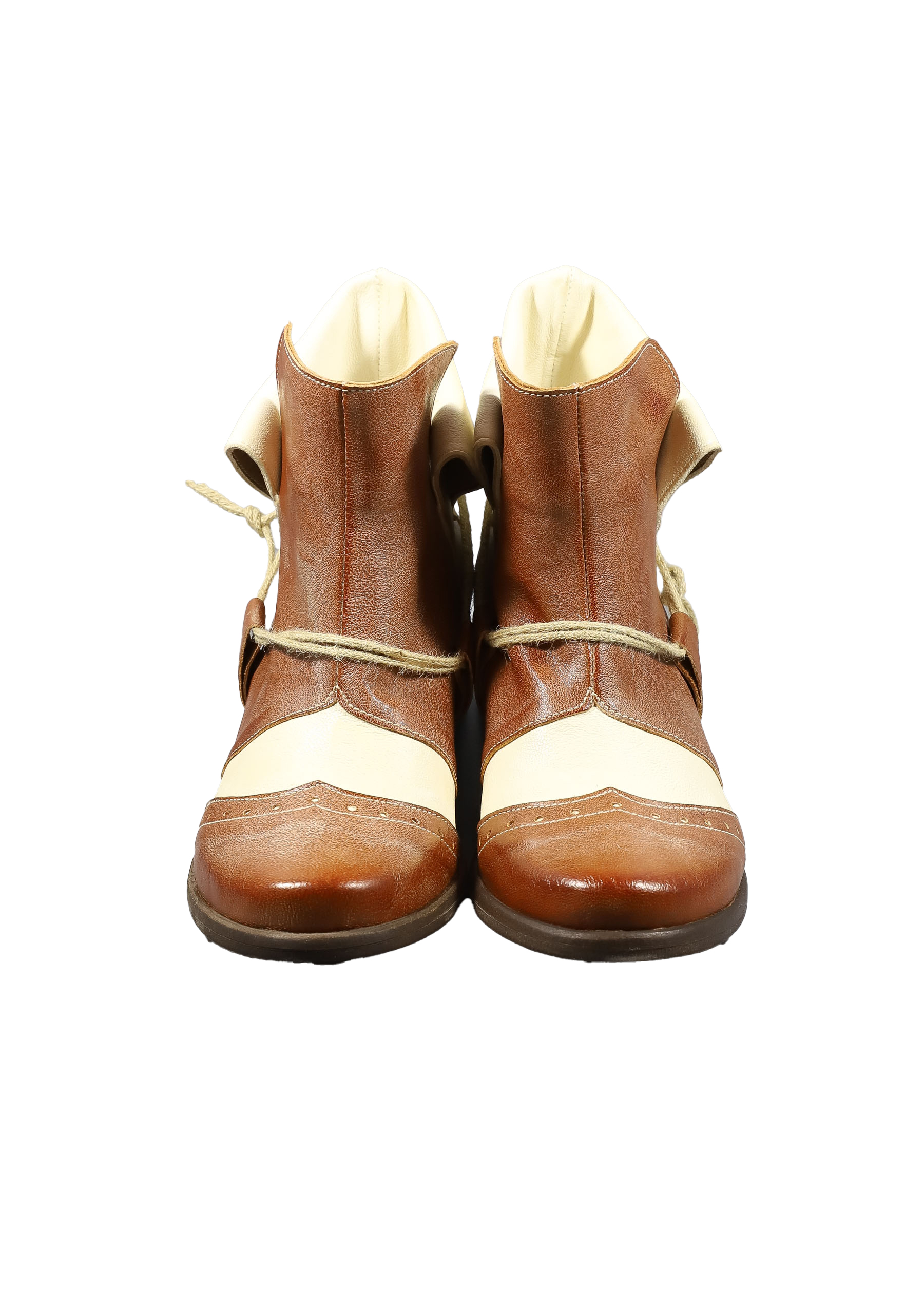 Original Italienische Stiefeletten Braun/Beige Leder Damen B611 – Bild 4