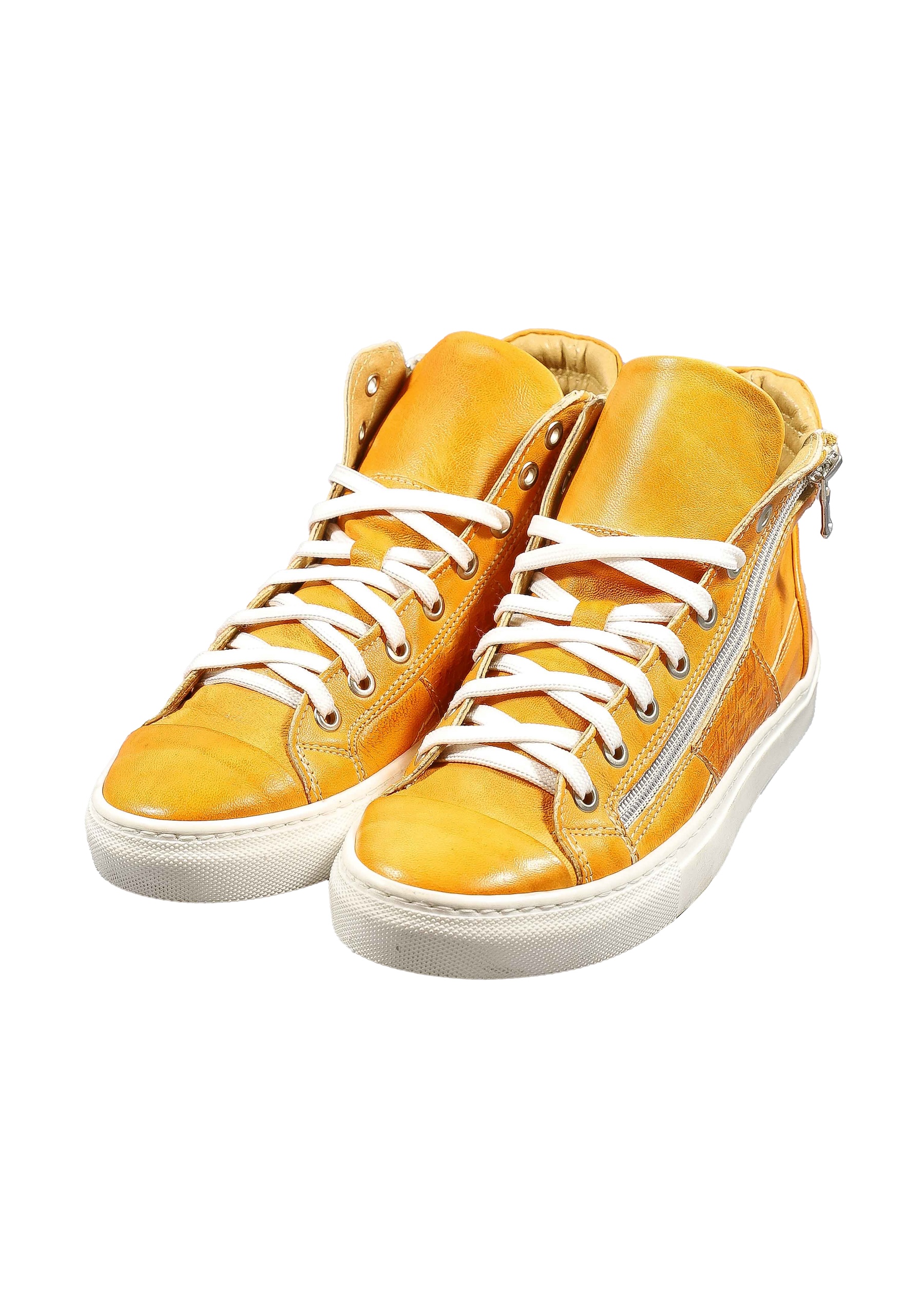 Original Italienische Sneakers Orange Leder Damen B718 – Bild 5