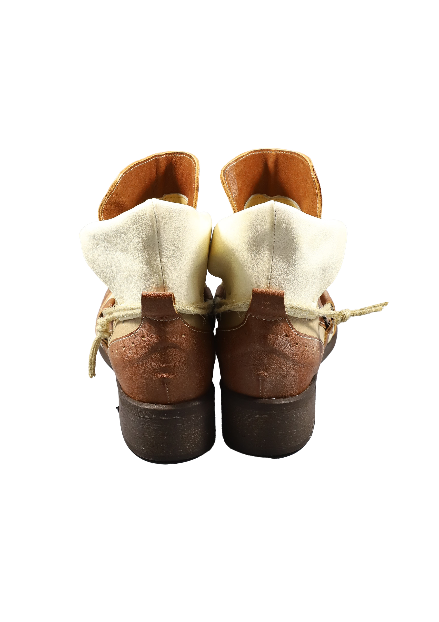 Original Italienische Stiefeletten Braun/Beige Leder Damen B611 – Bild 2