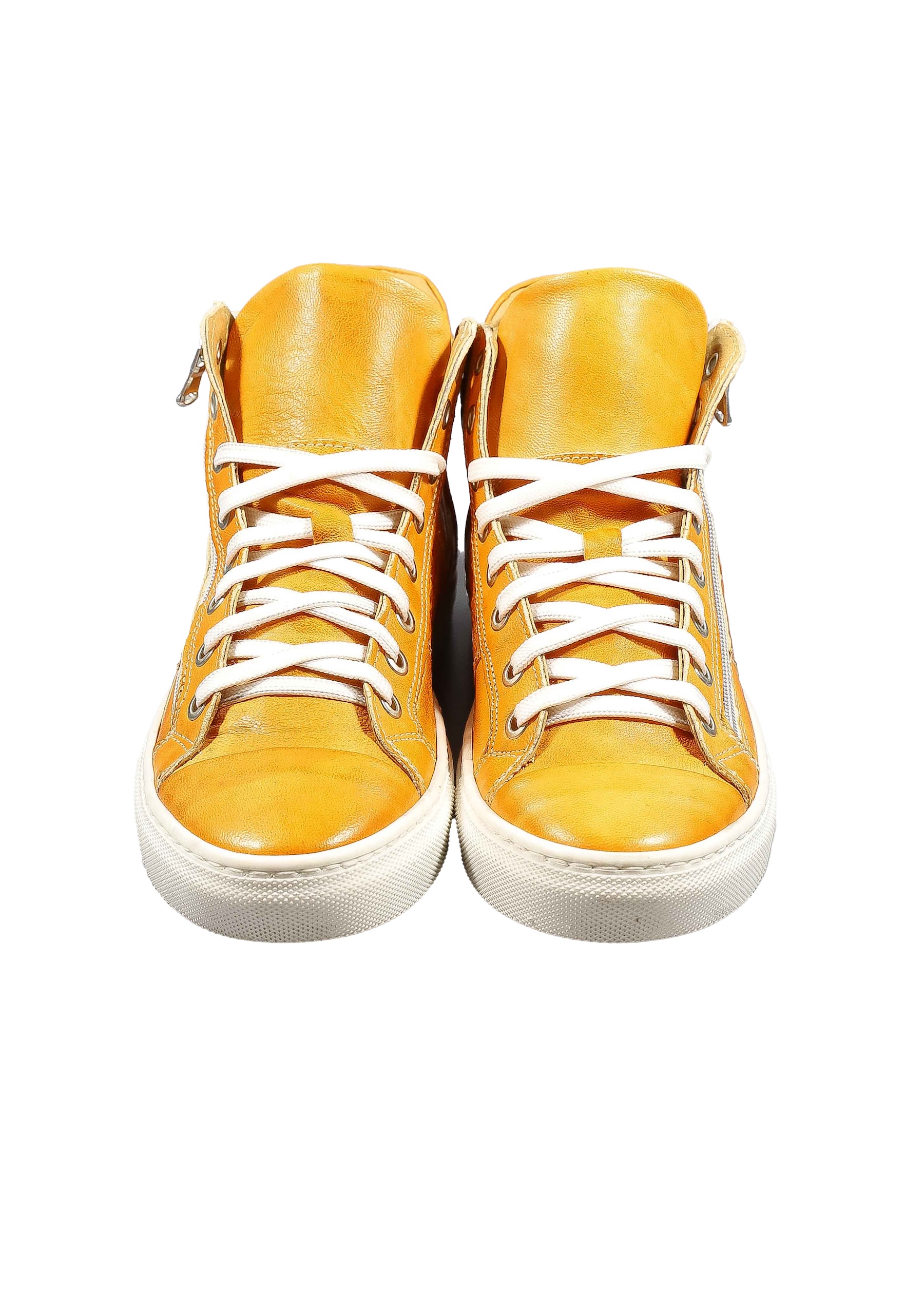 Original Italienische Sneakers Orange Leder Damen B718 – Bild 3
