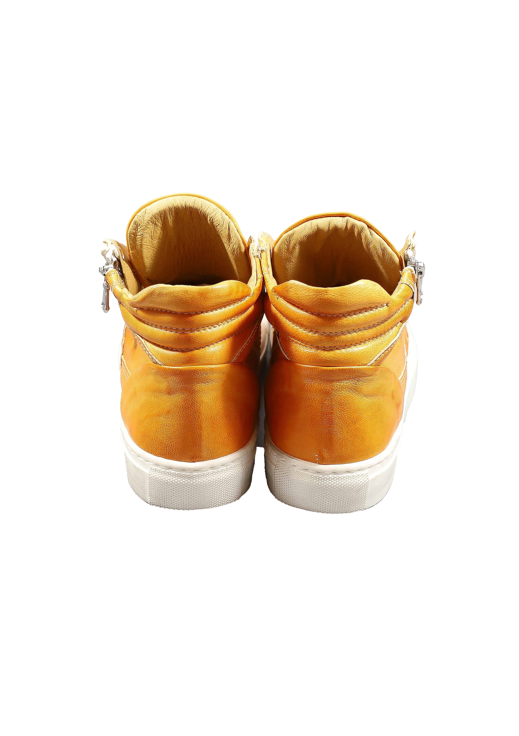 Original Italienische Sneakers Orange Leder Damen B718 – Bild 4