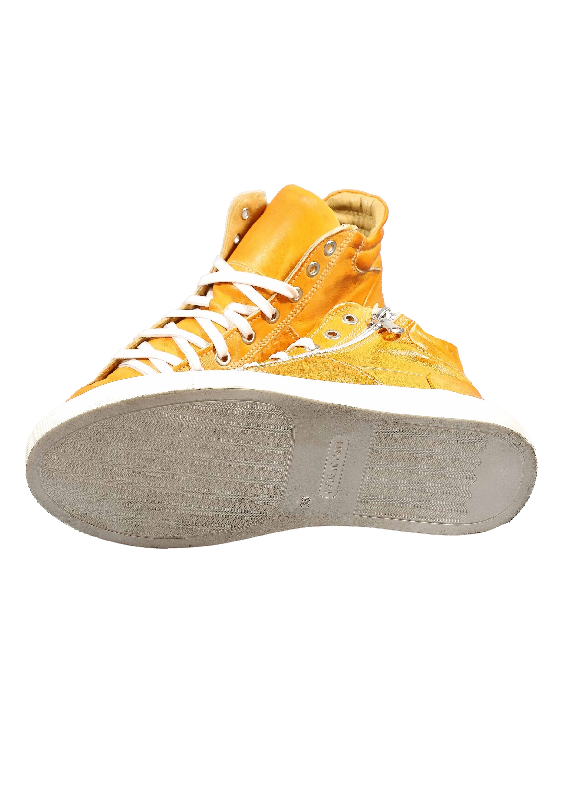 Original Italienische Sneakers Orange Leder Damen B718 – Bild 2