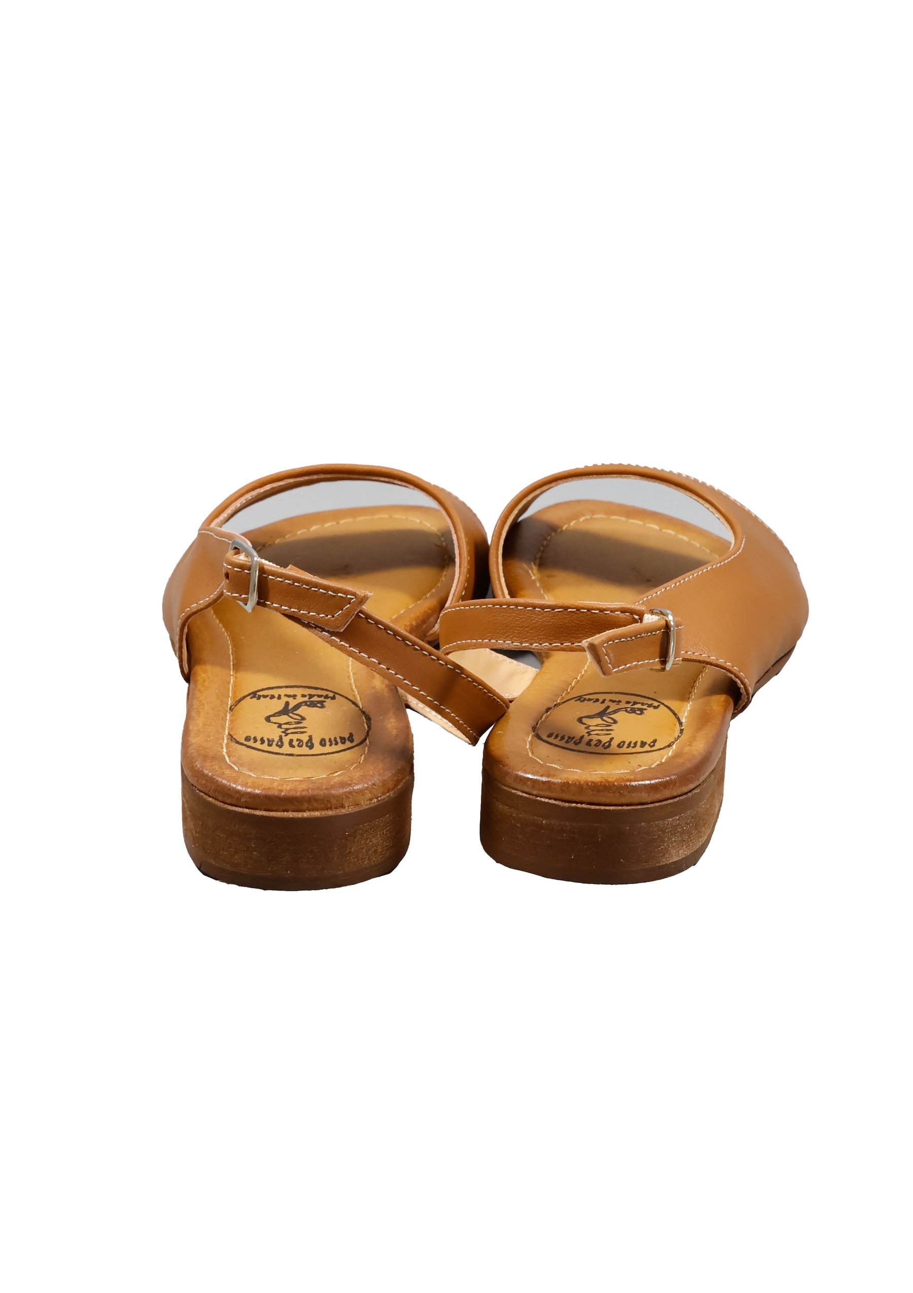 Original Italienische Sandalen Braun Leder Damen B734 – Bild 2