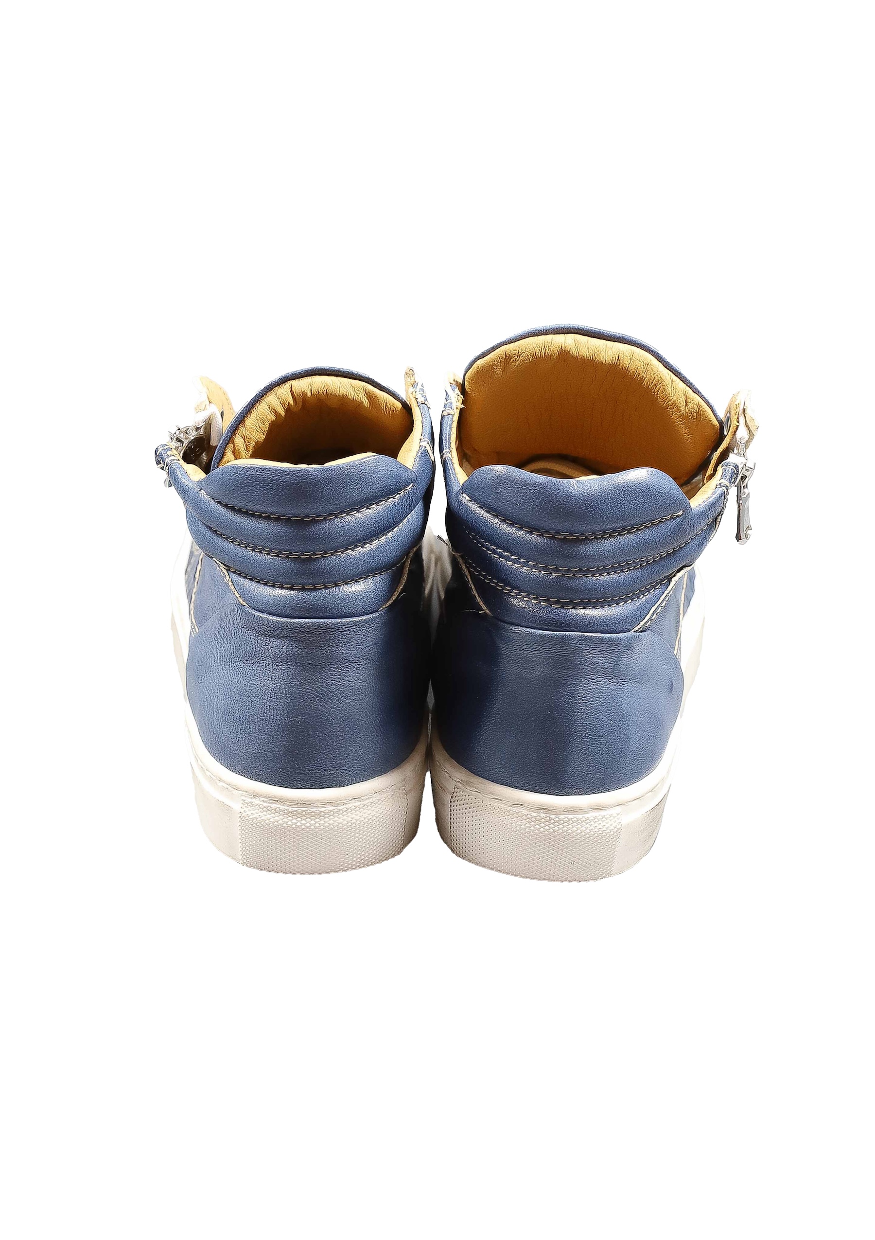 Original Italienische Sneakers Blau Leder Damen B719 – Bild 4