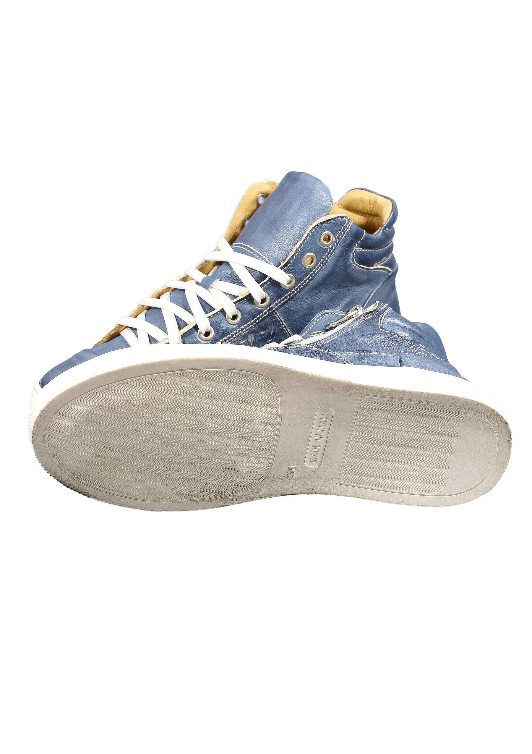 Original Italienische Sneakers Blau Leder Damen B719 – Bild 2