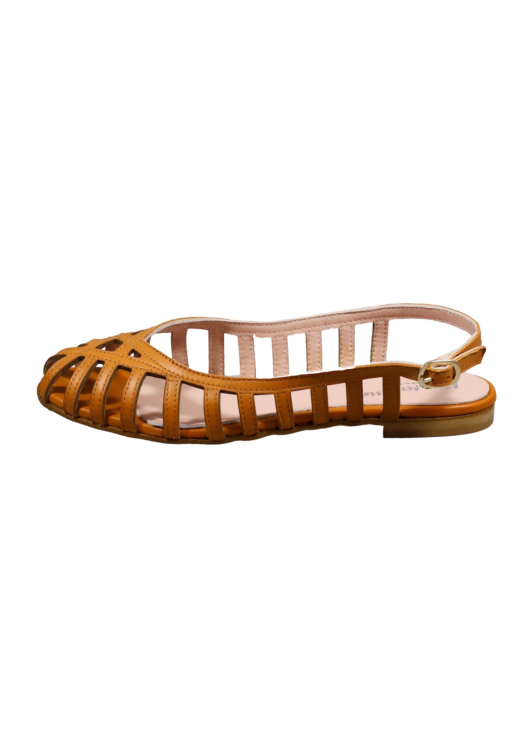 Original Italienische Sandalen Hellbraun Leder Damen B739