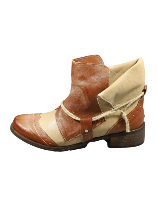 Original Italienische Stiefeletten Braun/Beige Leder Damen B609