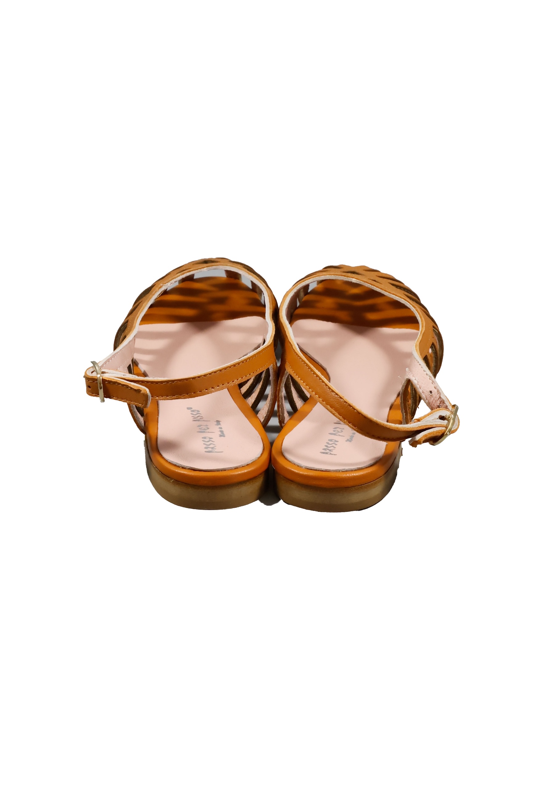 Original Italienische Sandalen Hellbraun Leder Damen B739 – Bild 3
