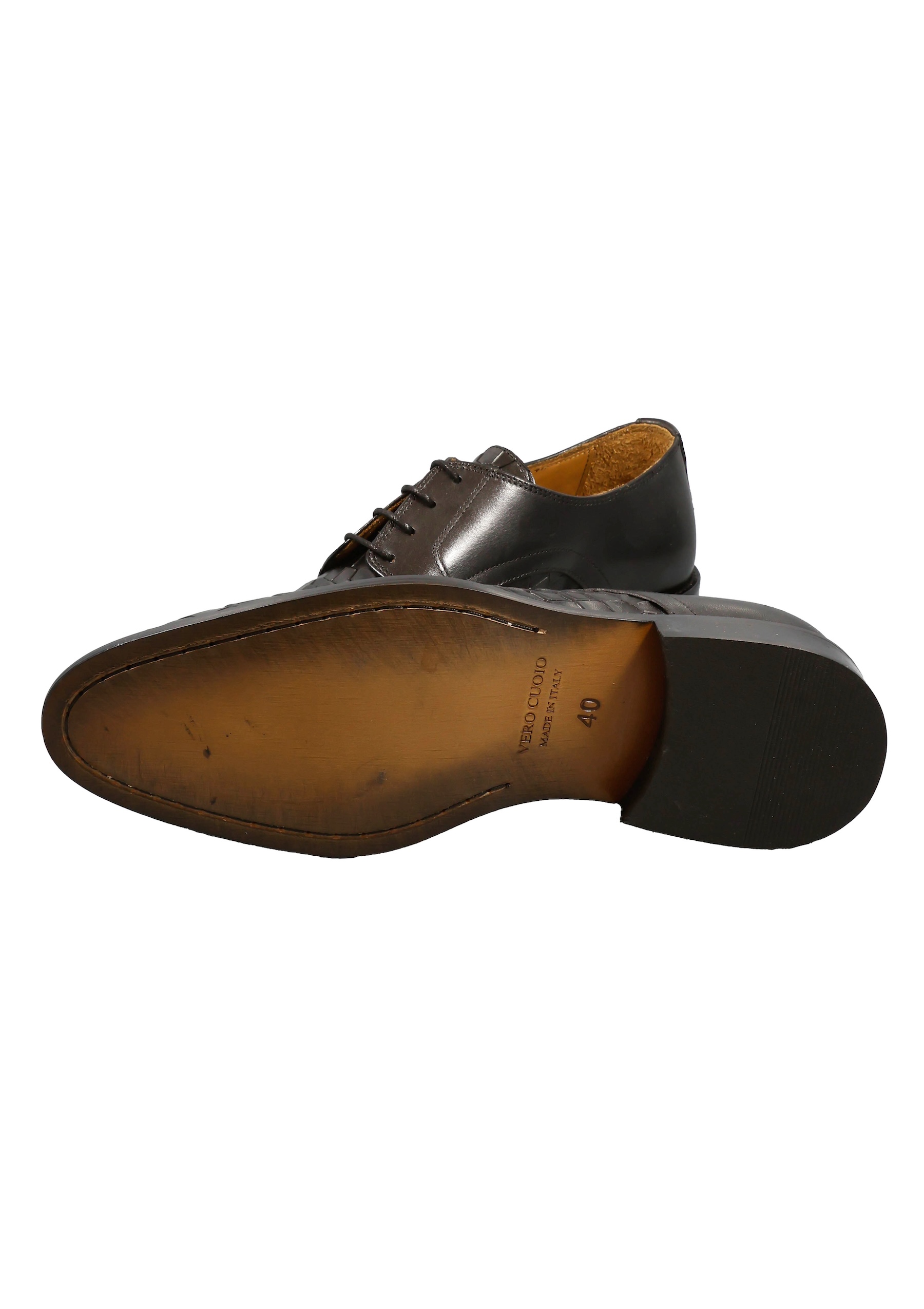 Original Italienische Anzugsschuhe Schwarz Leder Herren A667 – Bild 5