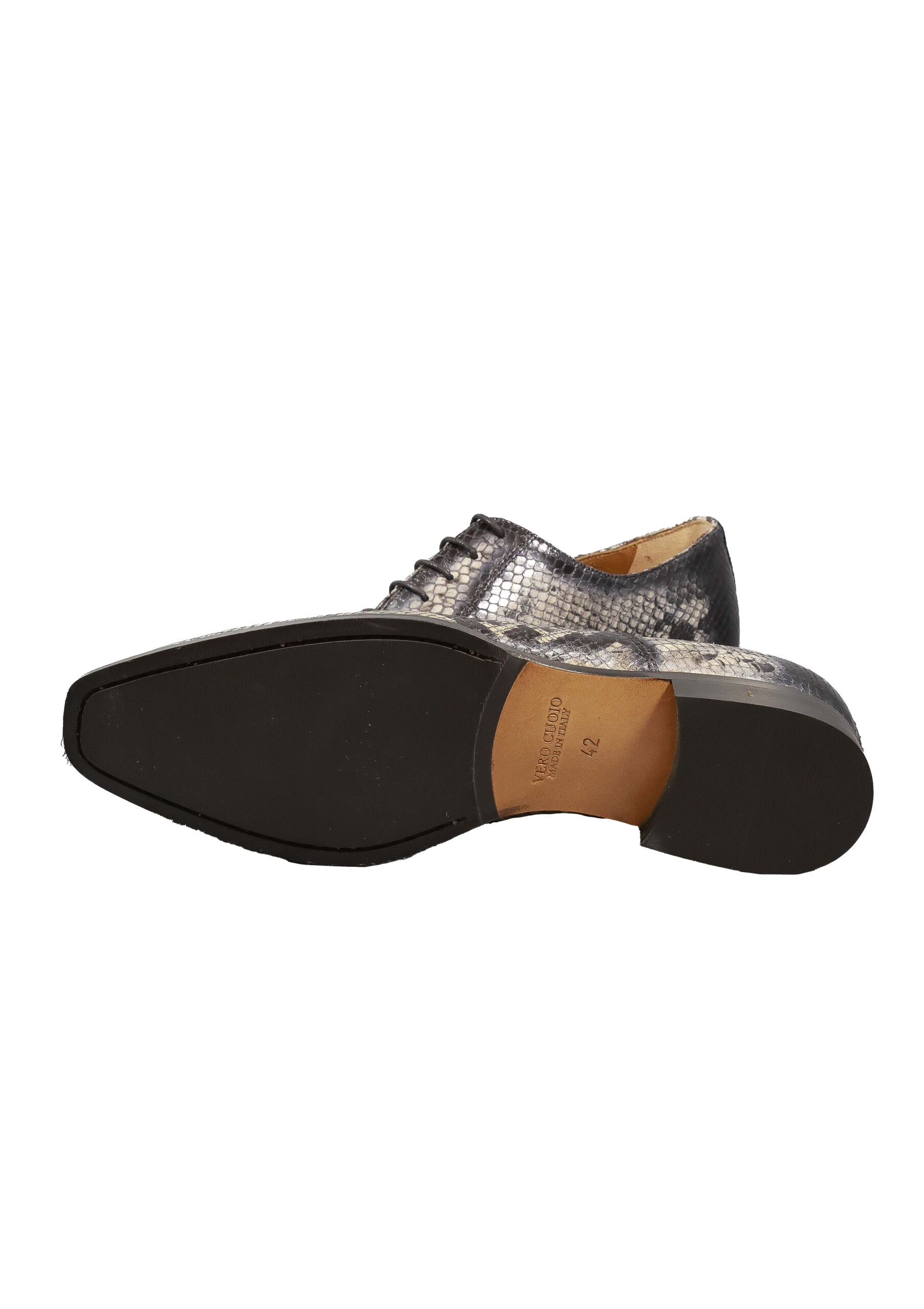 Original Italienische Schnürschuh Grau Leder Herren A708 – Bild 5