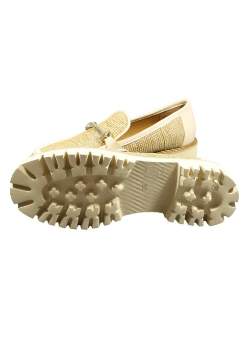 Alternative view of Original Italienische Loafers Caramell Leder / Stoff Damen B722