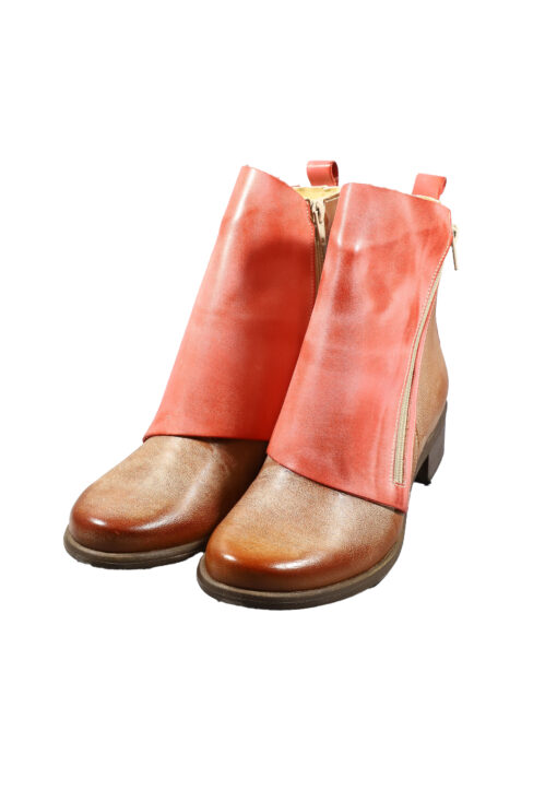 Alternative view of Original Italienische Stiefeletten Rot/Braun Leder Damen B613