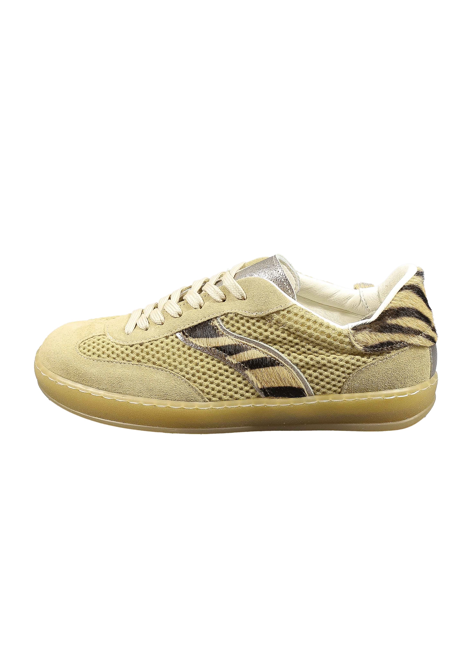 Original Italienische Sneakers Beige Leder Damen B706