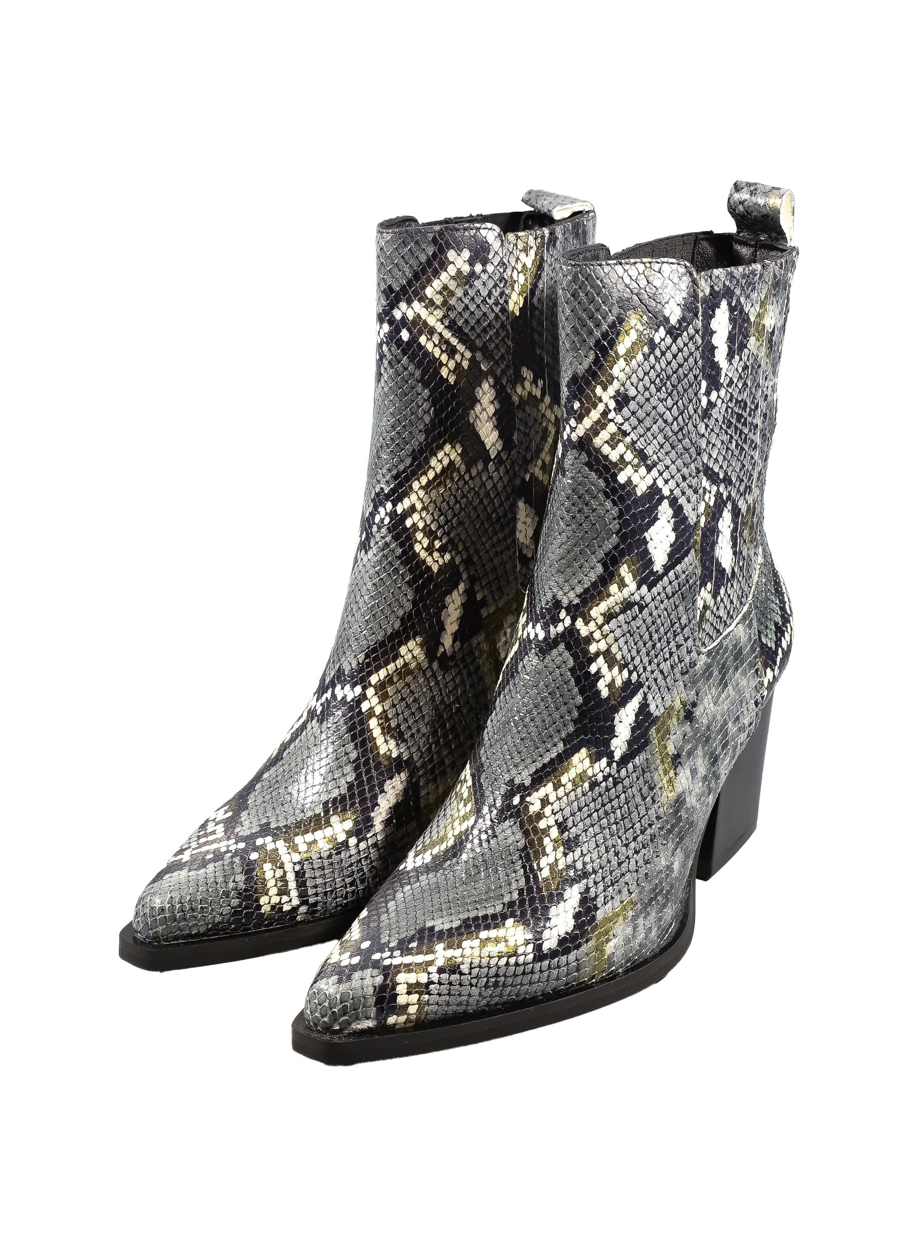 Original Italienische Stiefeletten Piton Grau Leder Damen B647 – Bild 2