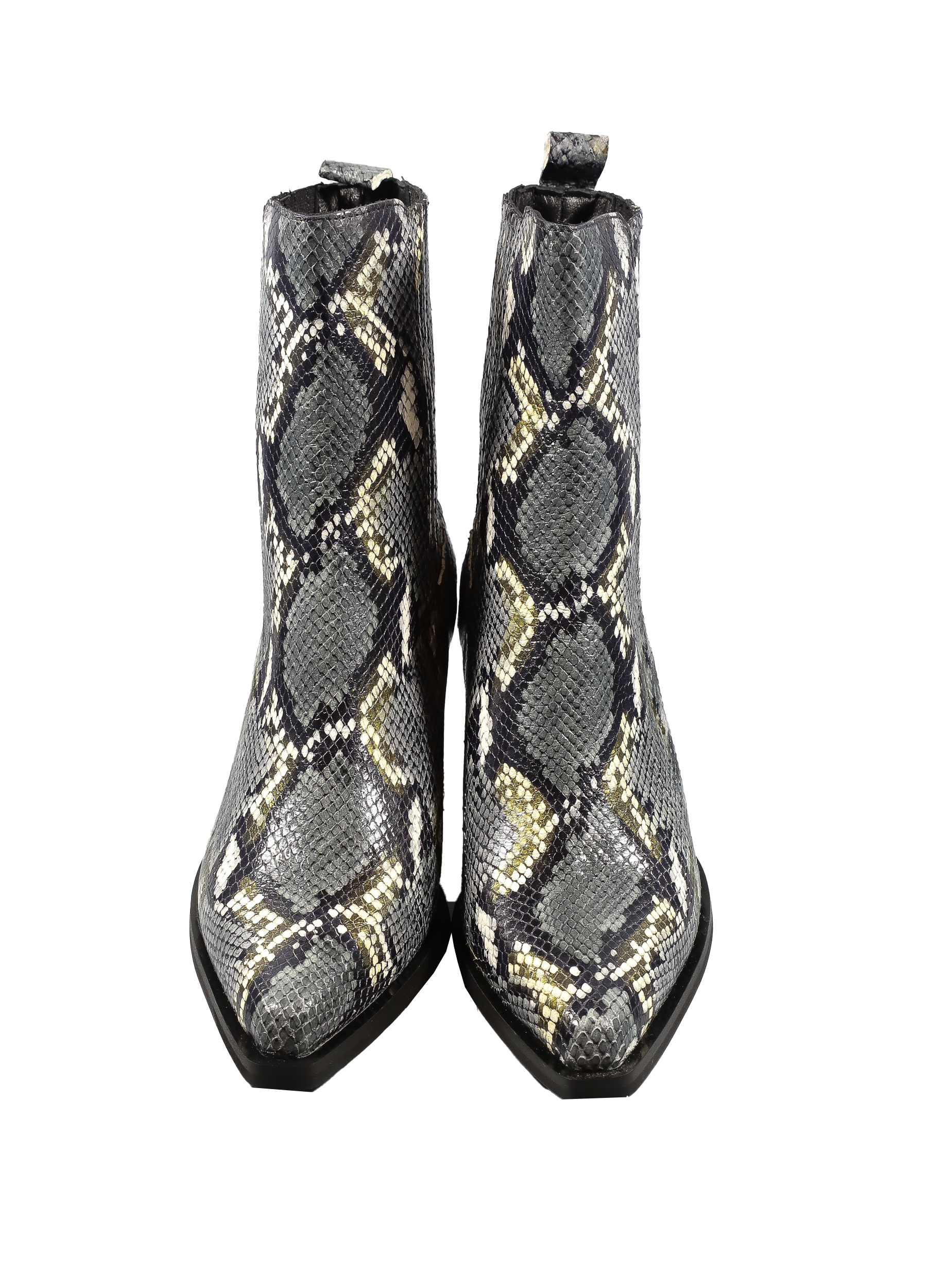 Original Italienische Stiefeletten Piton Grau Leder Damen B647 – Bild 4