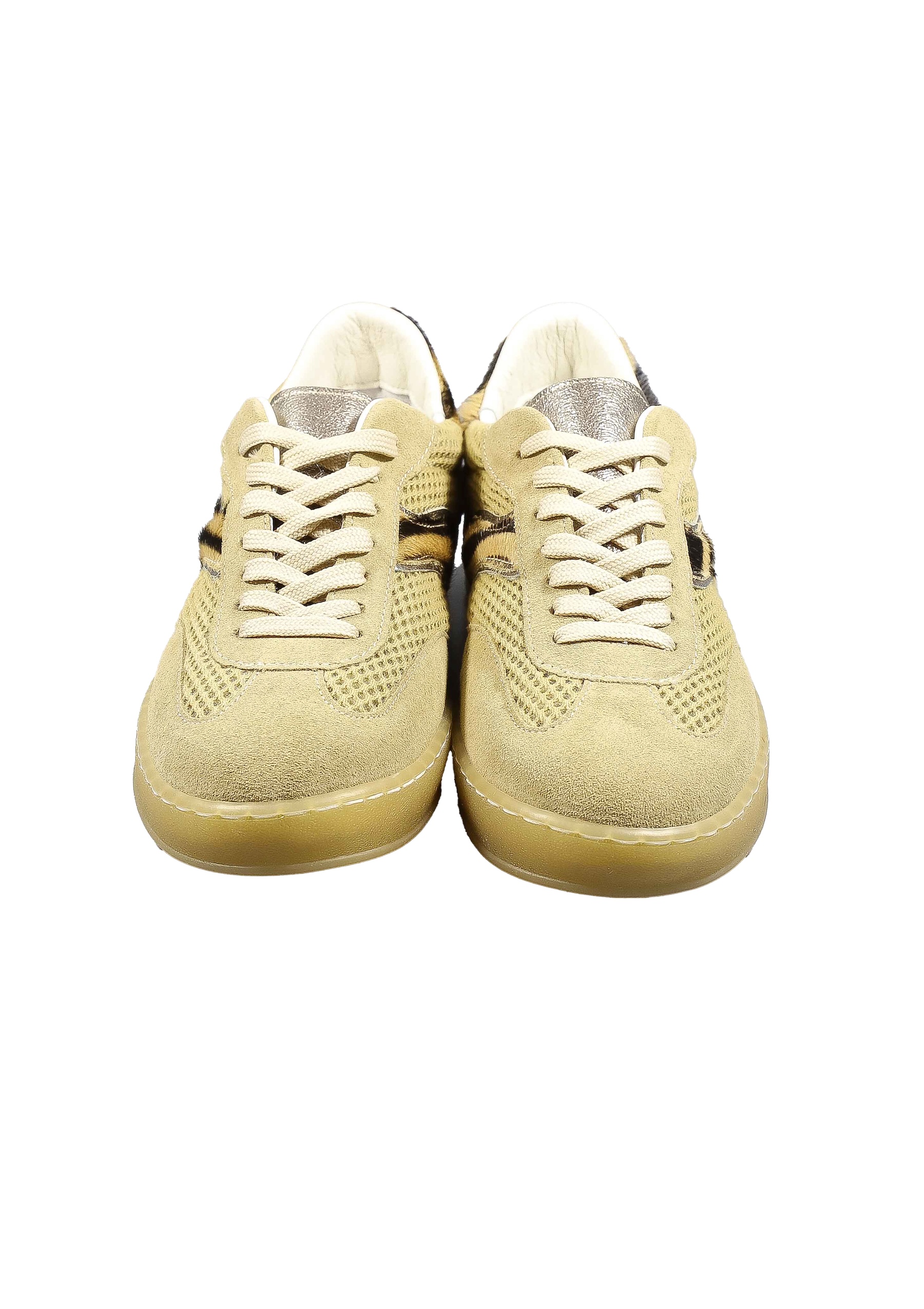 Original Italienische Sneakers Beige Leder Damen B706 – Bild 3