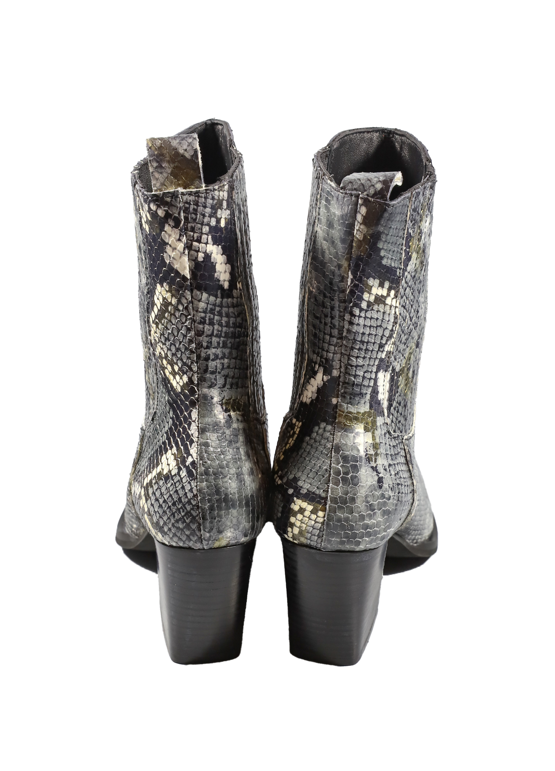 Original Italienische Stiefeletten Piton Grau Leder Damen B647 – Bild 5