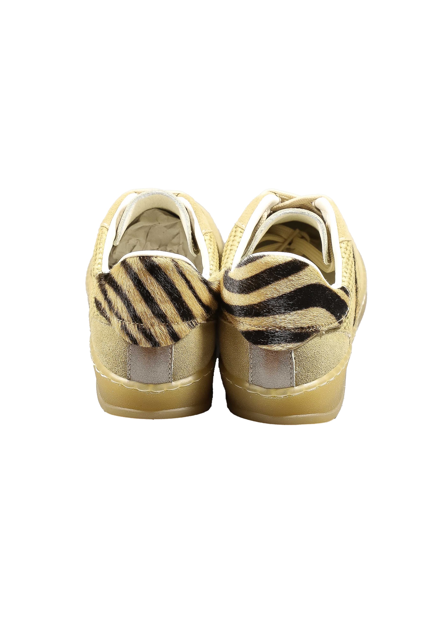 Original Italienische Sneakers Beige Leder Damen B706 – Bild 4