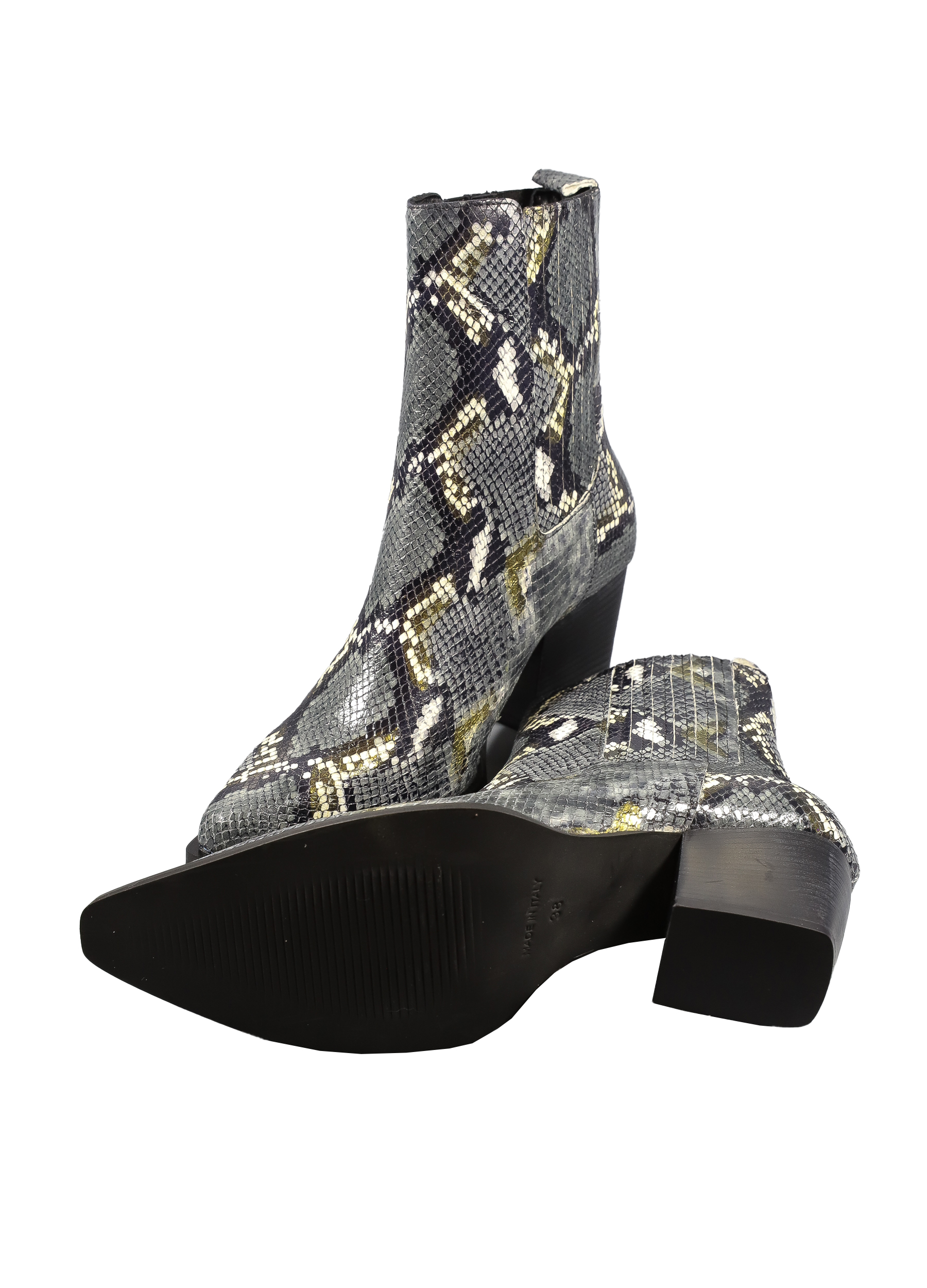 Original Italienische Stiefeletten Piton Grau Leder Damen B647 – Bild 3