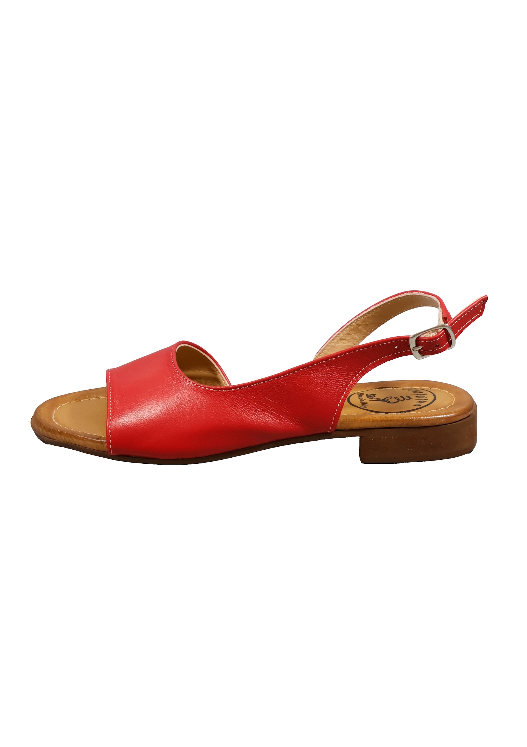 Original Italienische Sandalen Rot Leder Damen B730