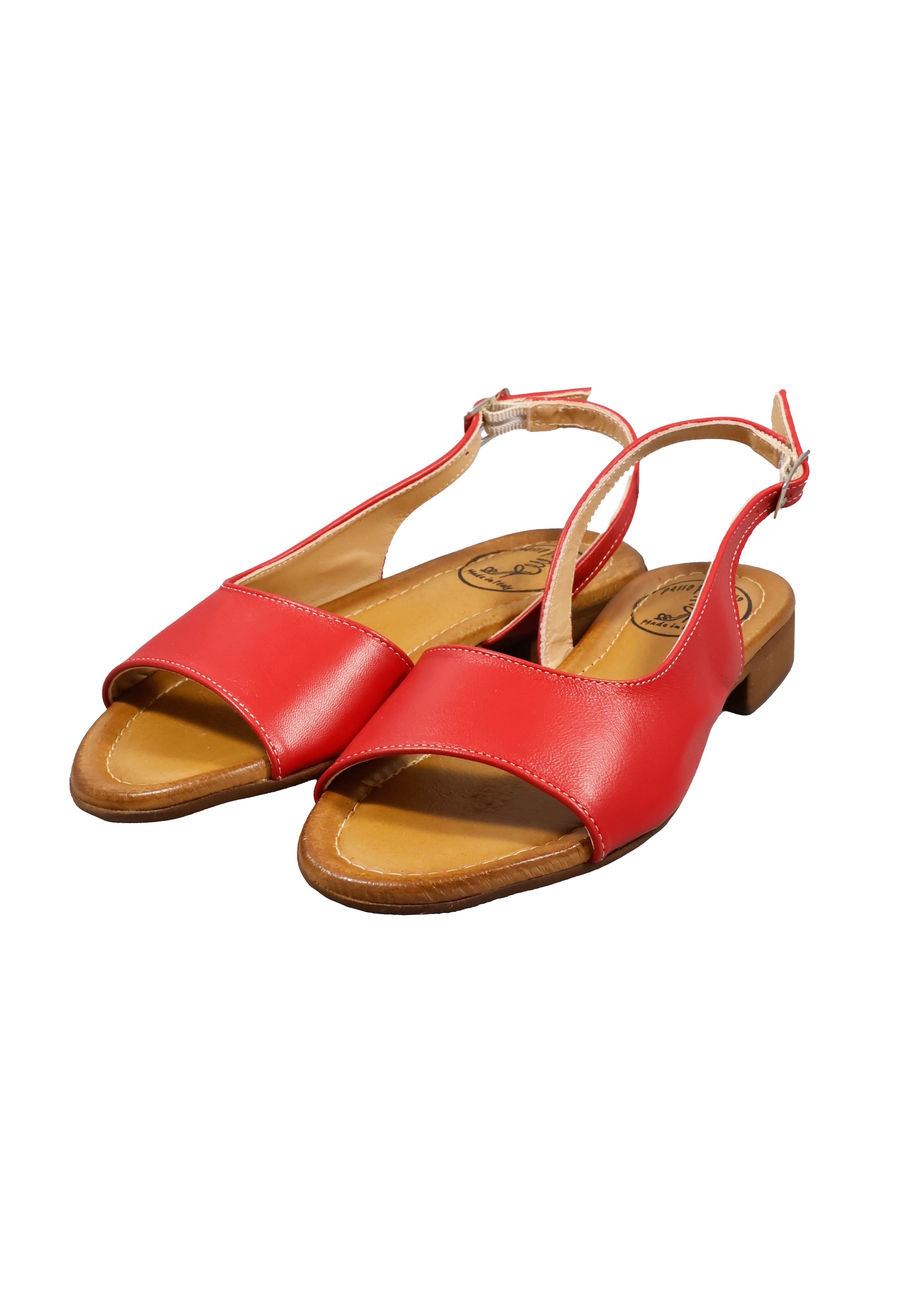 Original Italienische Sandalen Rot Leder Damen B730 – Bild 2