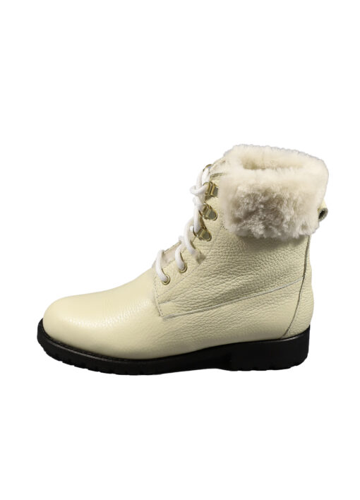 Original Italienische Stiefeletten Beige Leder Damen B639