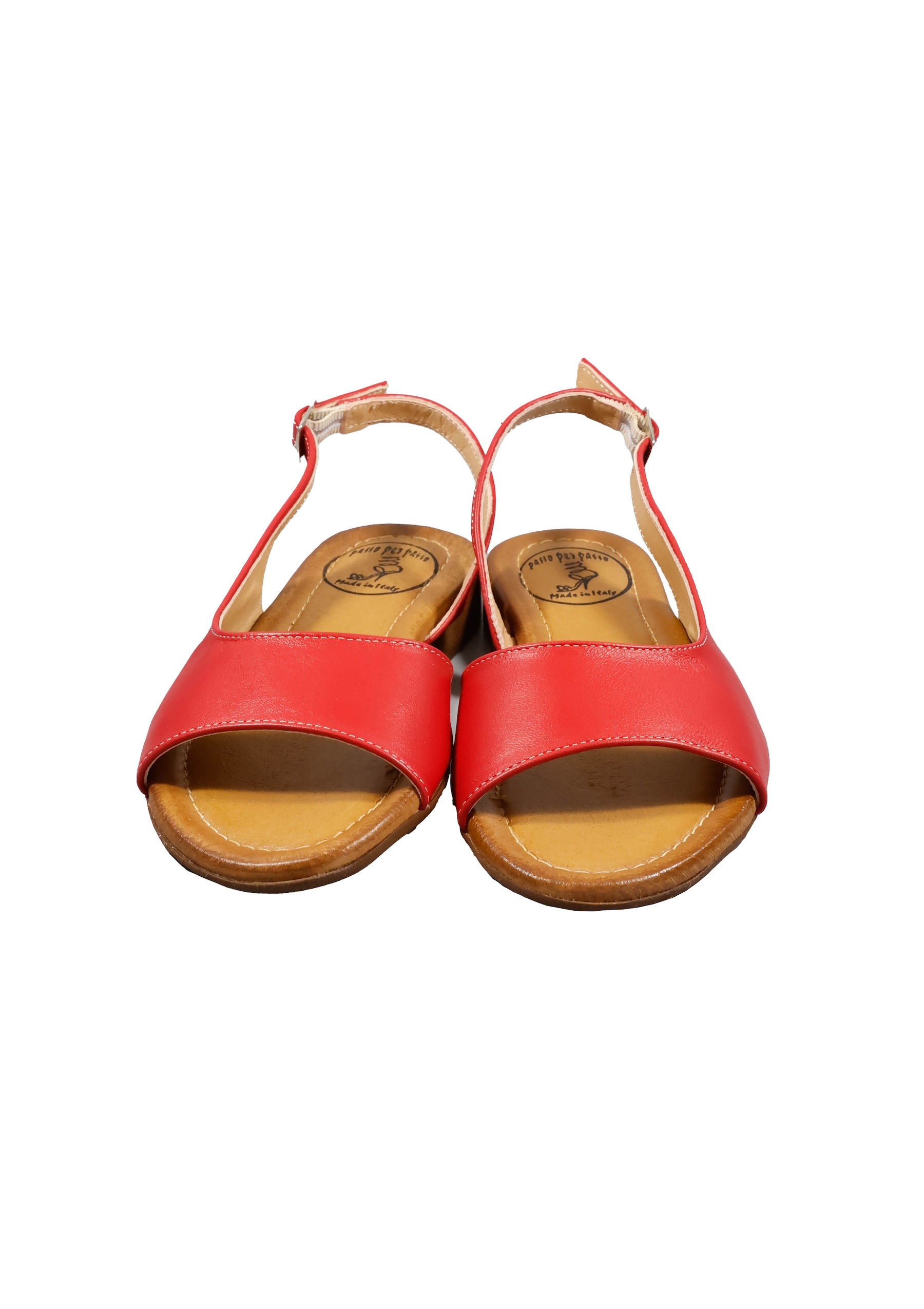 Original Italienische Sandalen Rot Leder Damen B730 – Bild 4