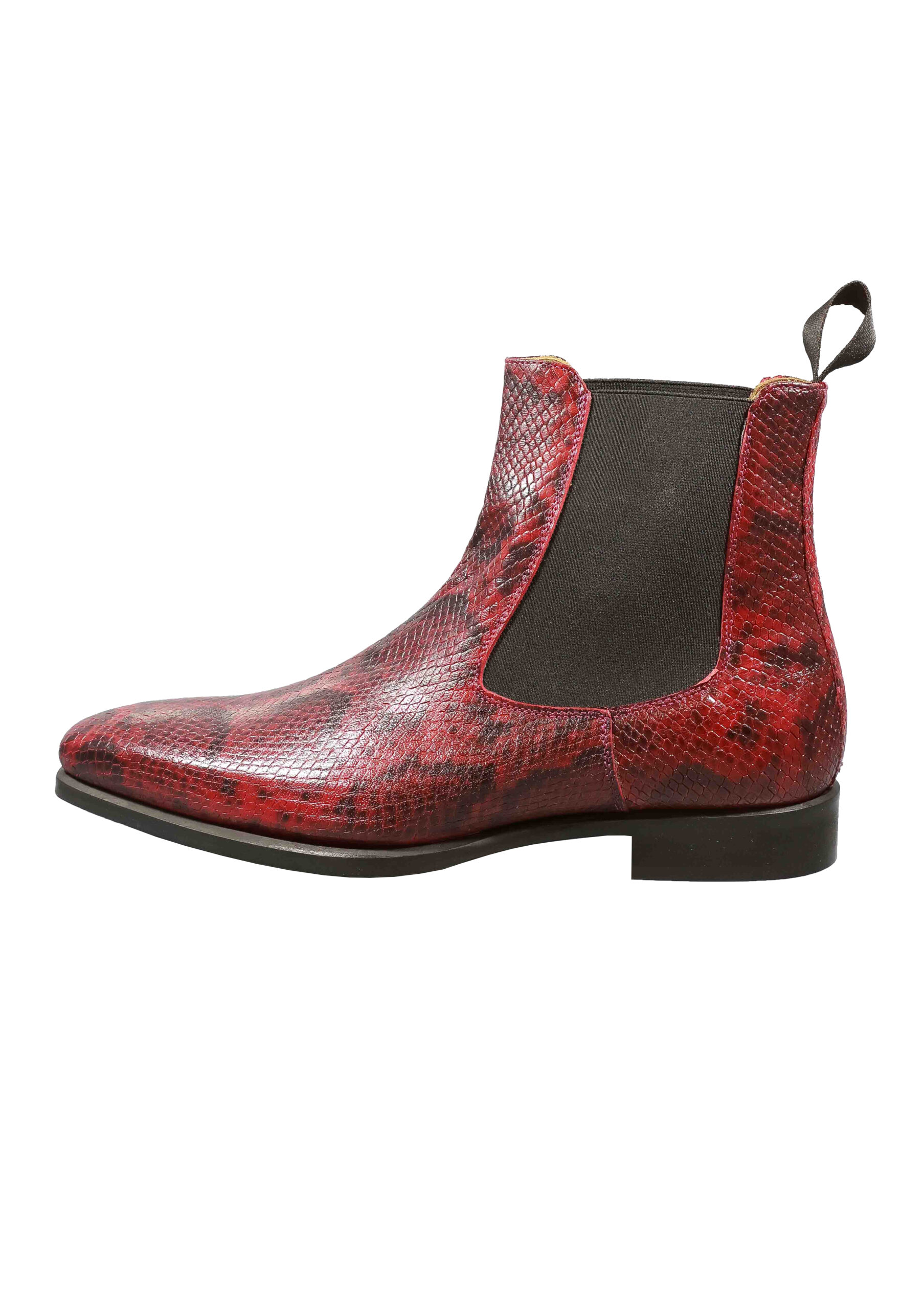 Original Italienische Stiefeletten Rot Leder Herren A723