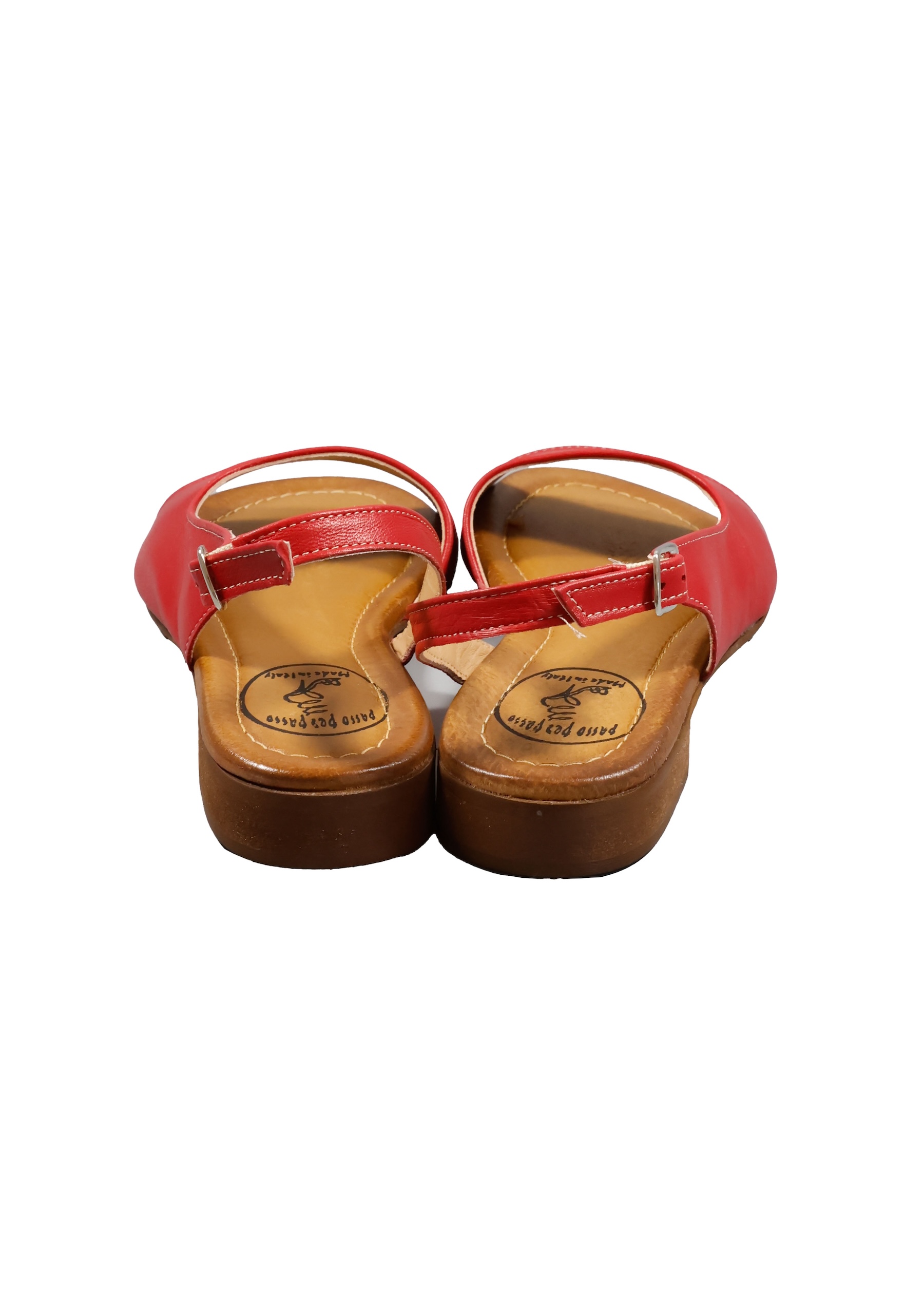 Original Italienische Sandalen Rot Leder Damen B730 – Bild 5