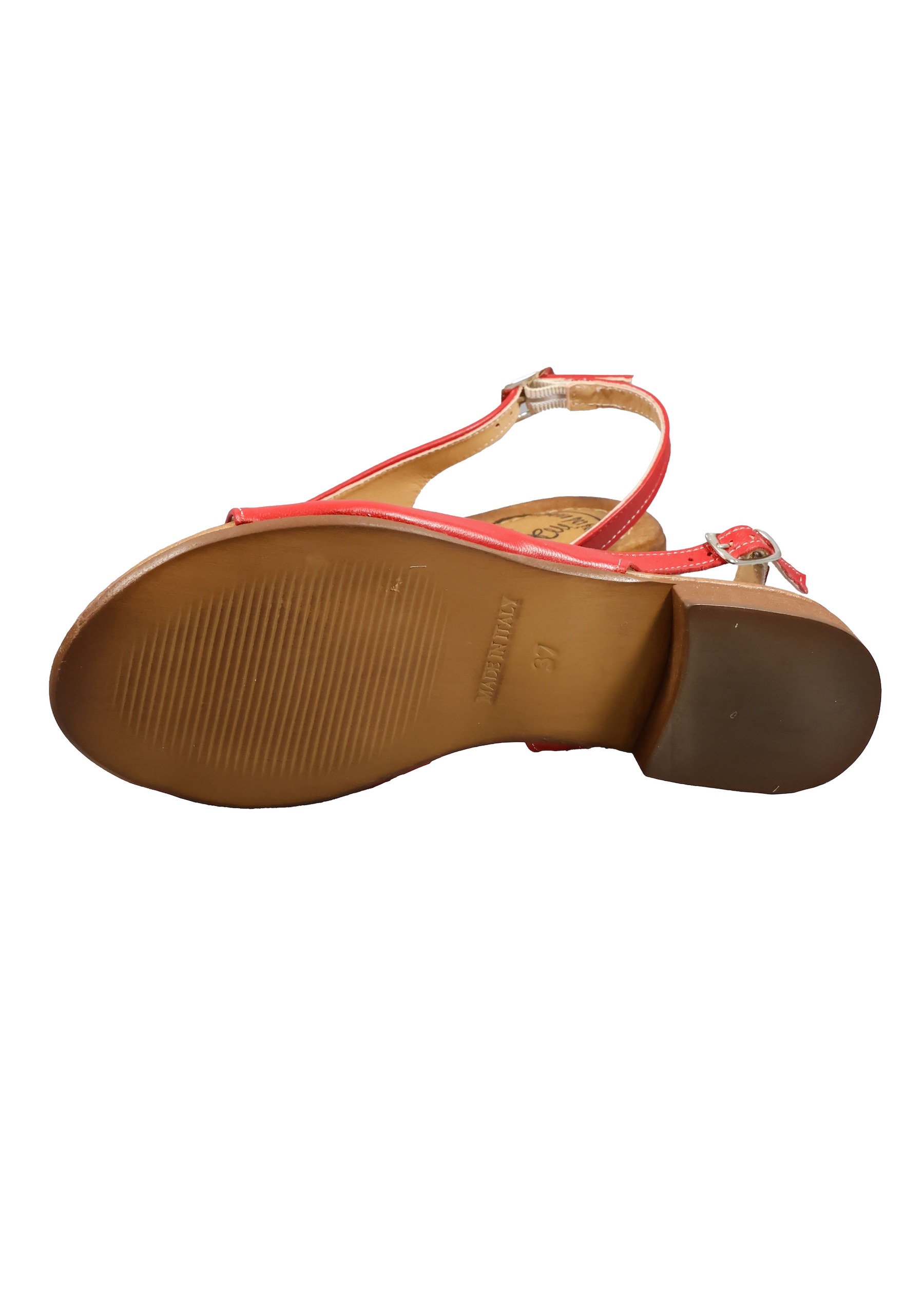 Original Italienische Sandalen Rot Leder Damen B730 – Bild 3