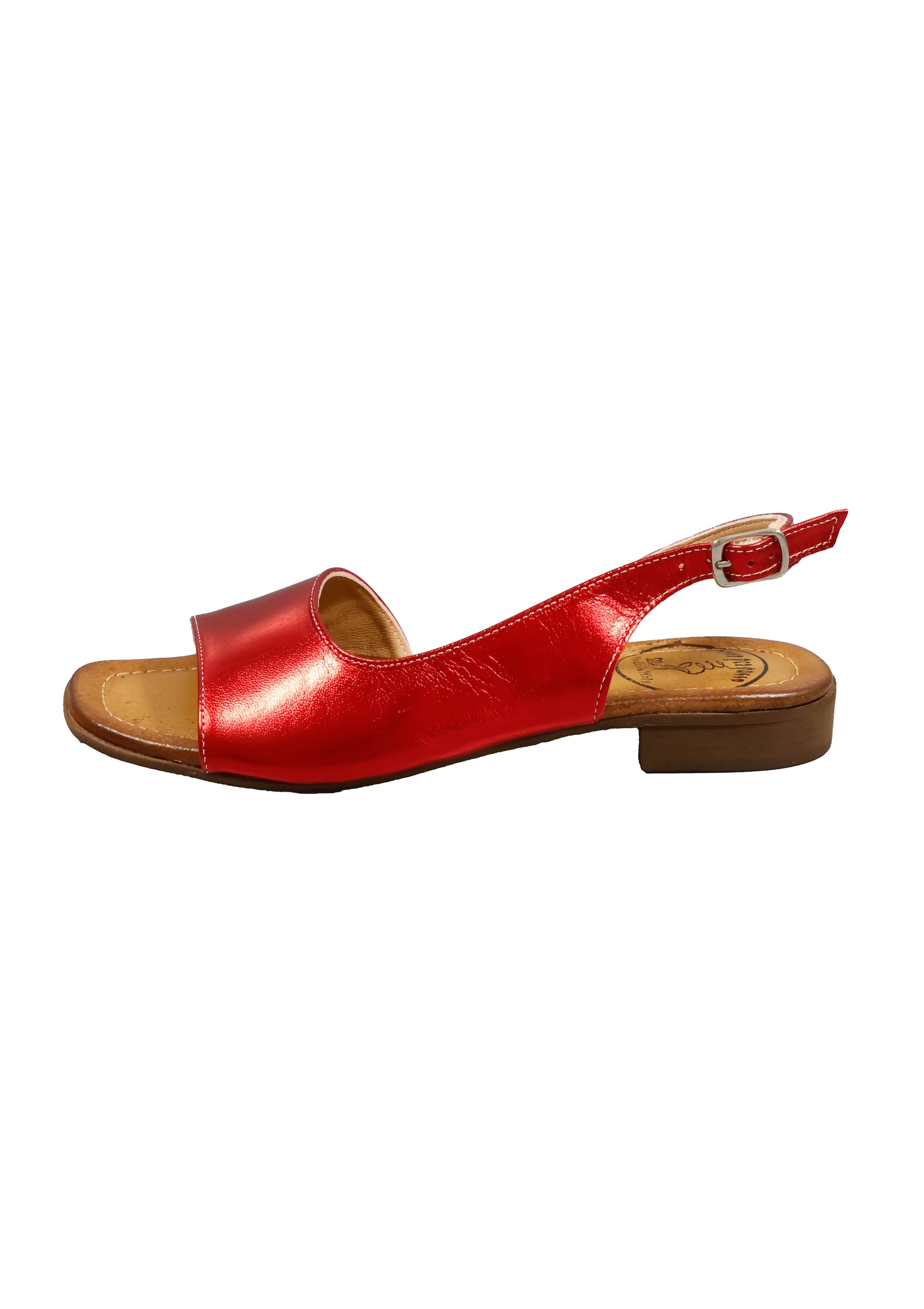 Original Italienische Sandalen Rot Leder Damen B729