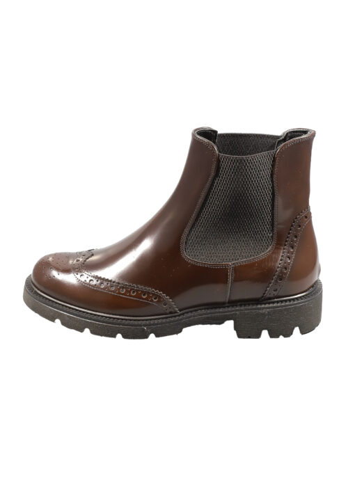 Original Italienische Stiefeletten Braun Lackleder Damen B620