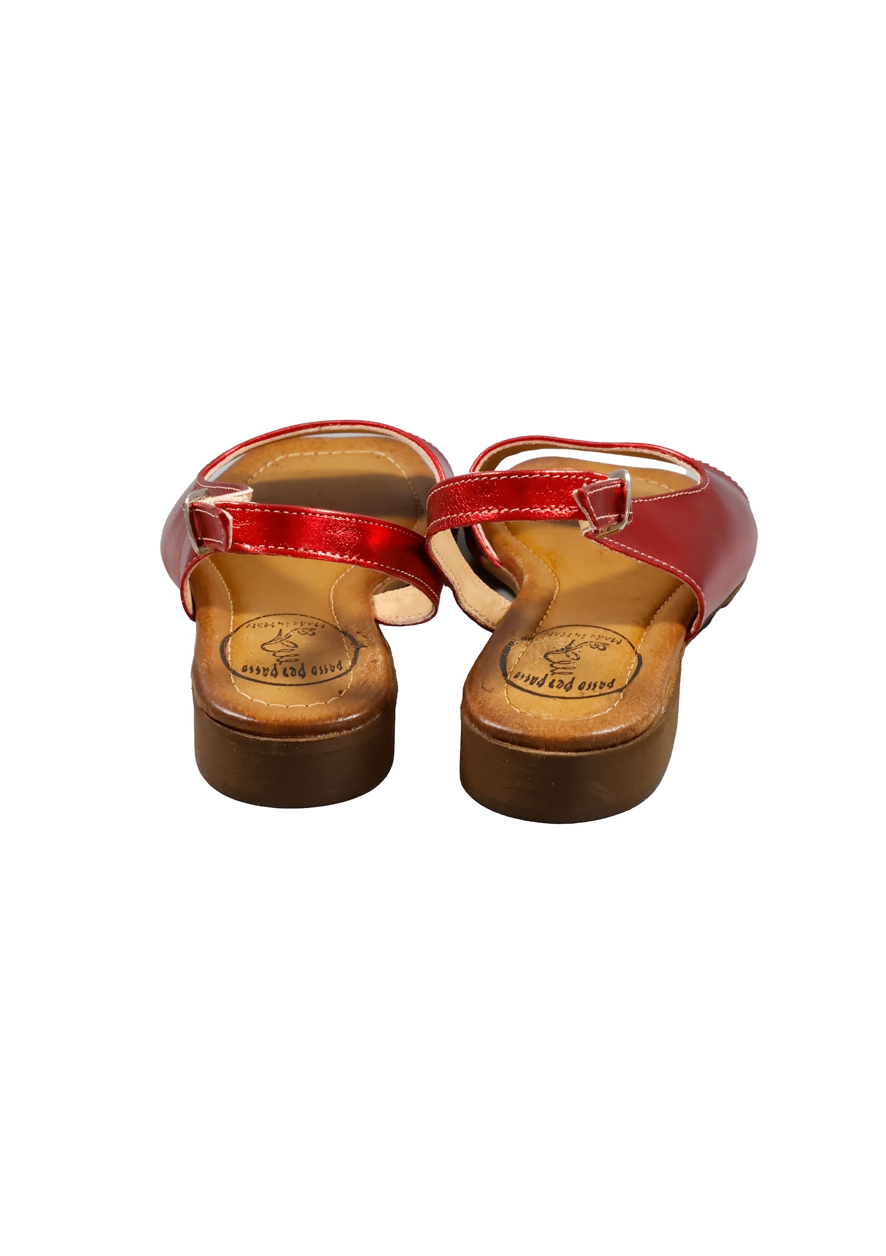 Original Italienische Sandalen Rot Leder Damen B729 – Bild 2