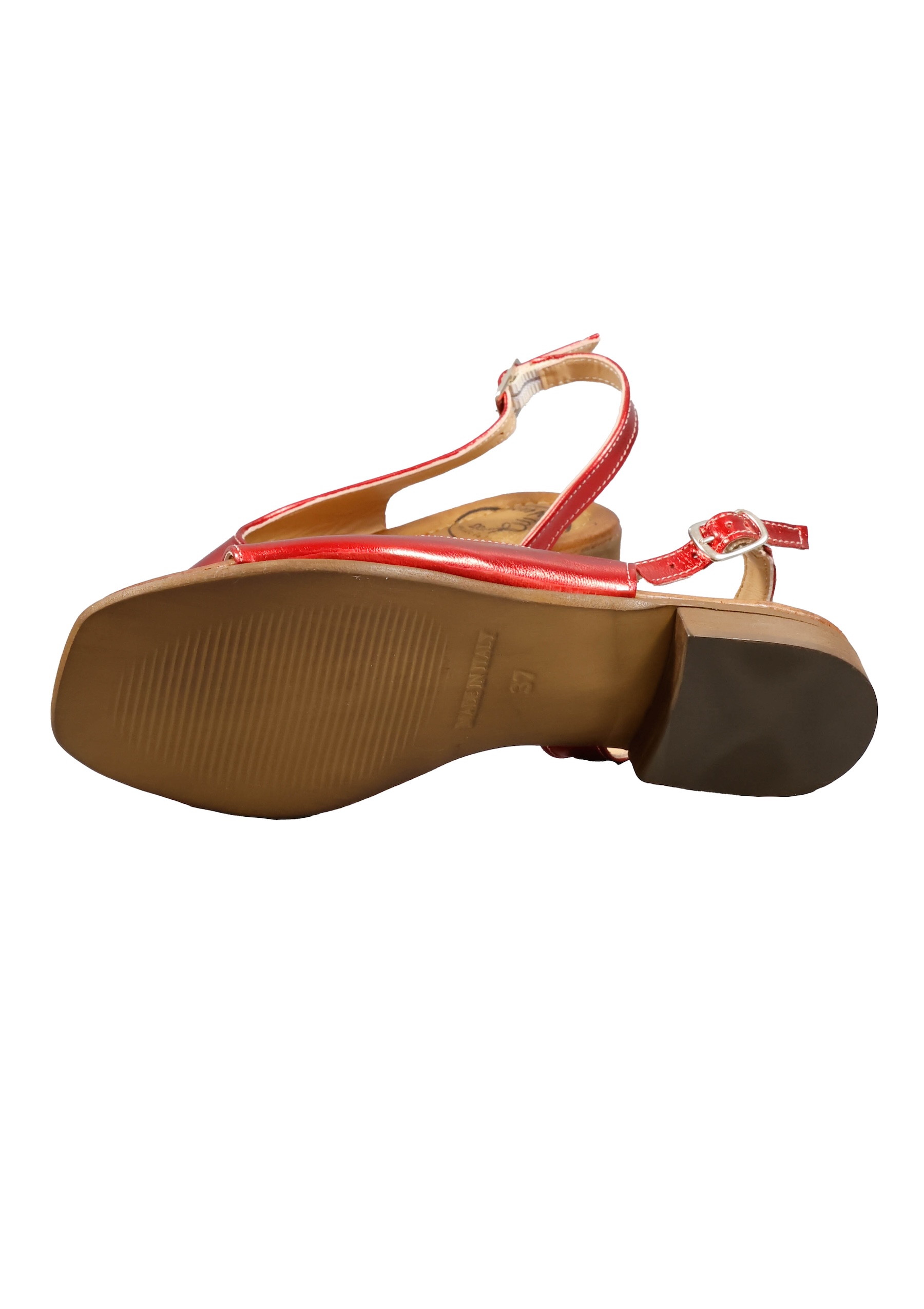Original Italienische Sandalen Rot Leder Damen B729 – Bild 4