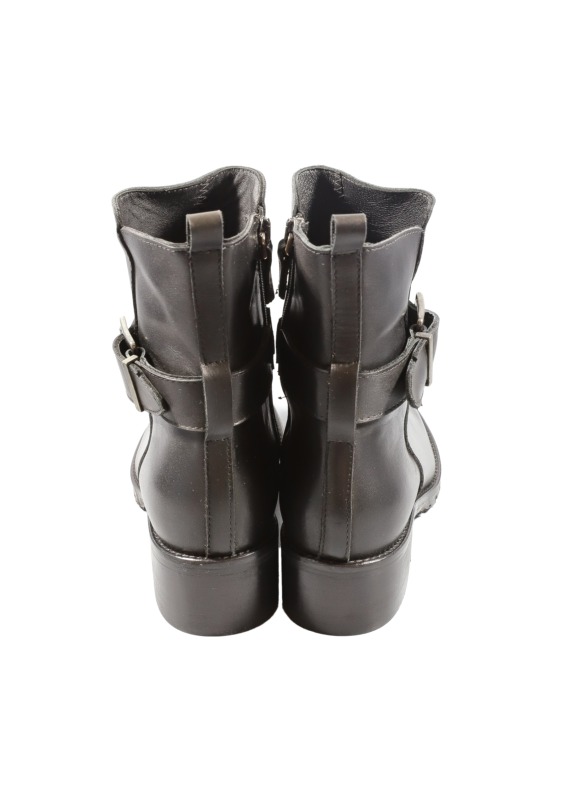 Original Italienische Stiefeletten Schwarz Leder Damen B643 – Bild 5