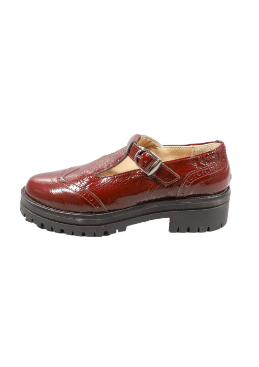 Original Italienische Cityschuhe Bordeaux Leder Damen B633