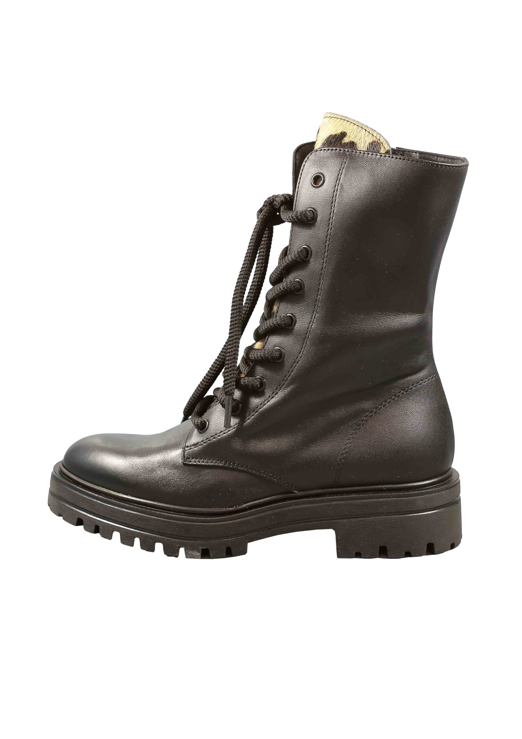 Original Italienische Winterboots Schwarz Leder Damen B755