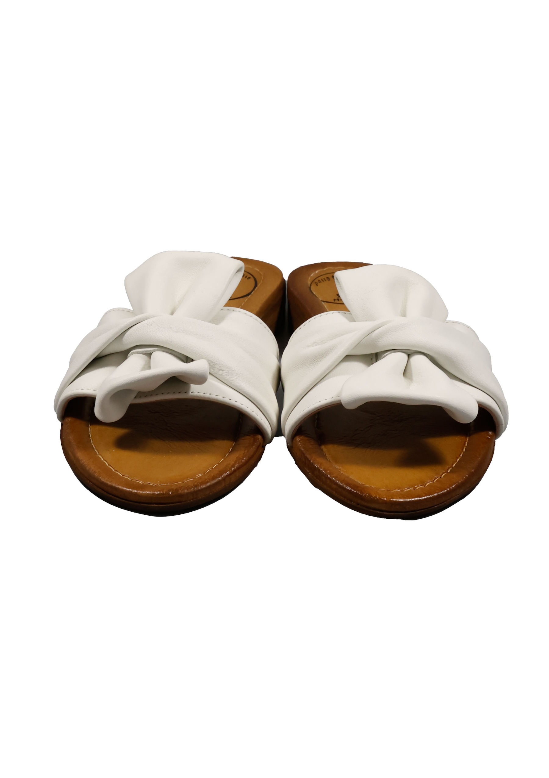 Original Italienische Sandalen Weiss Leder Damen B738 – Bild 3