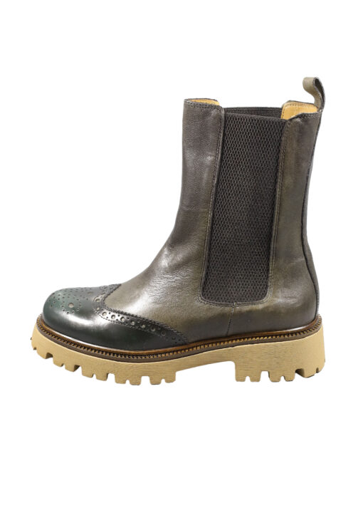 Original Italienische Stiefeletten Olivegrün Leder Damen B630