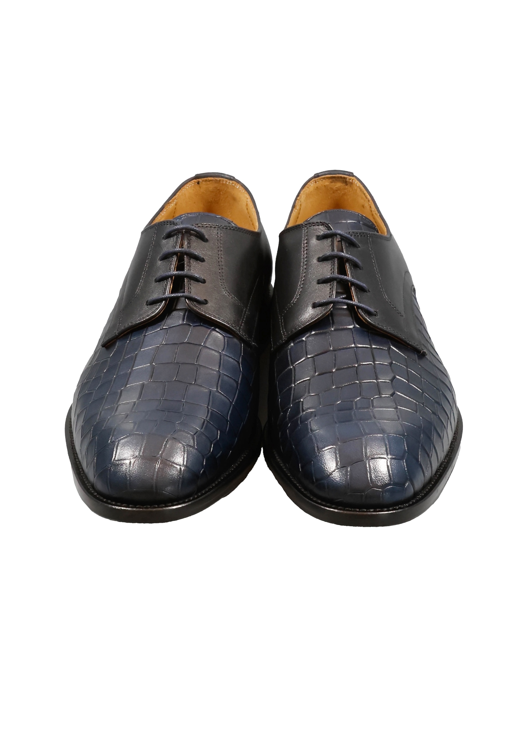 Original Italienische Anzugsschuhe Blau Leder Herren A665 – Bild 3