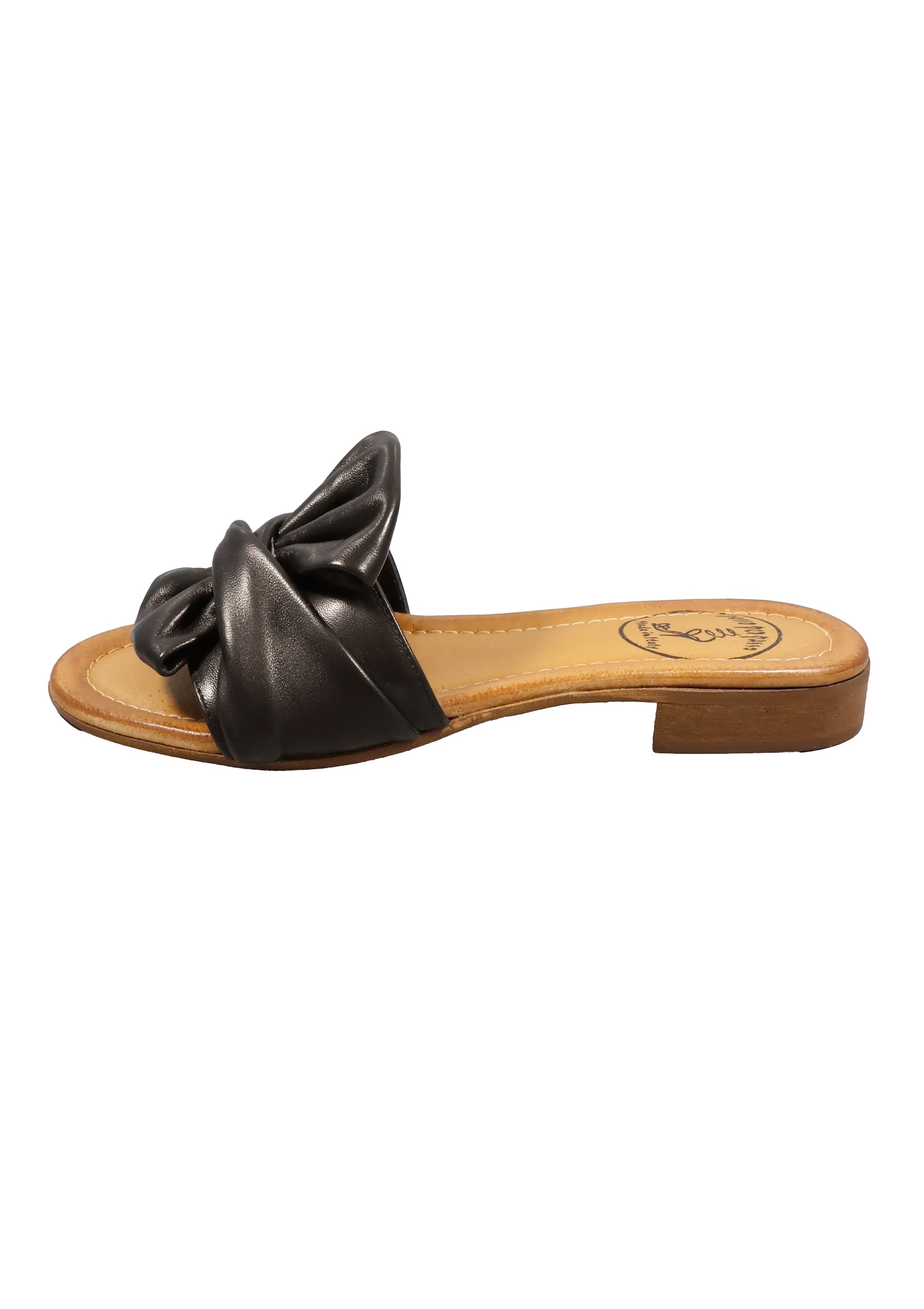 Original Italienische Sandalen Schwarz Leder Damen B735