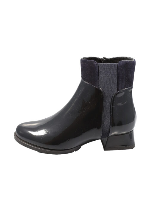 Original Italienische Stiefeletten Schwarz Lackleder Damen B601
