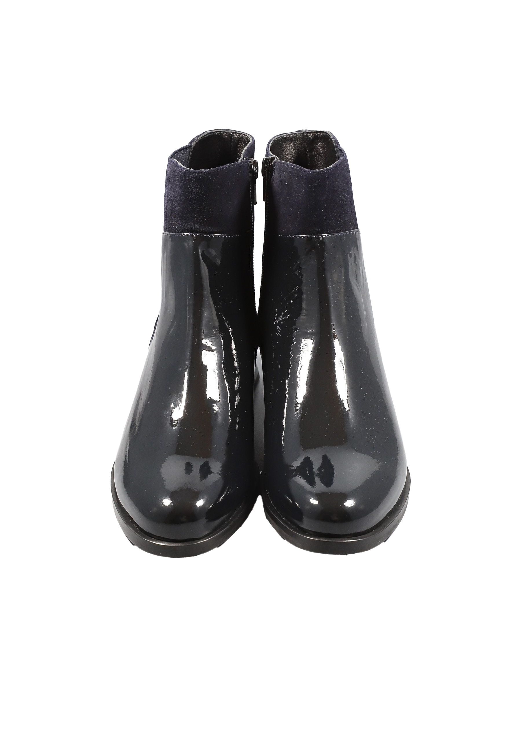 Original Italienische Stiefeletten Schwarz Lackleder Damen B601 – Bild 2