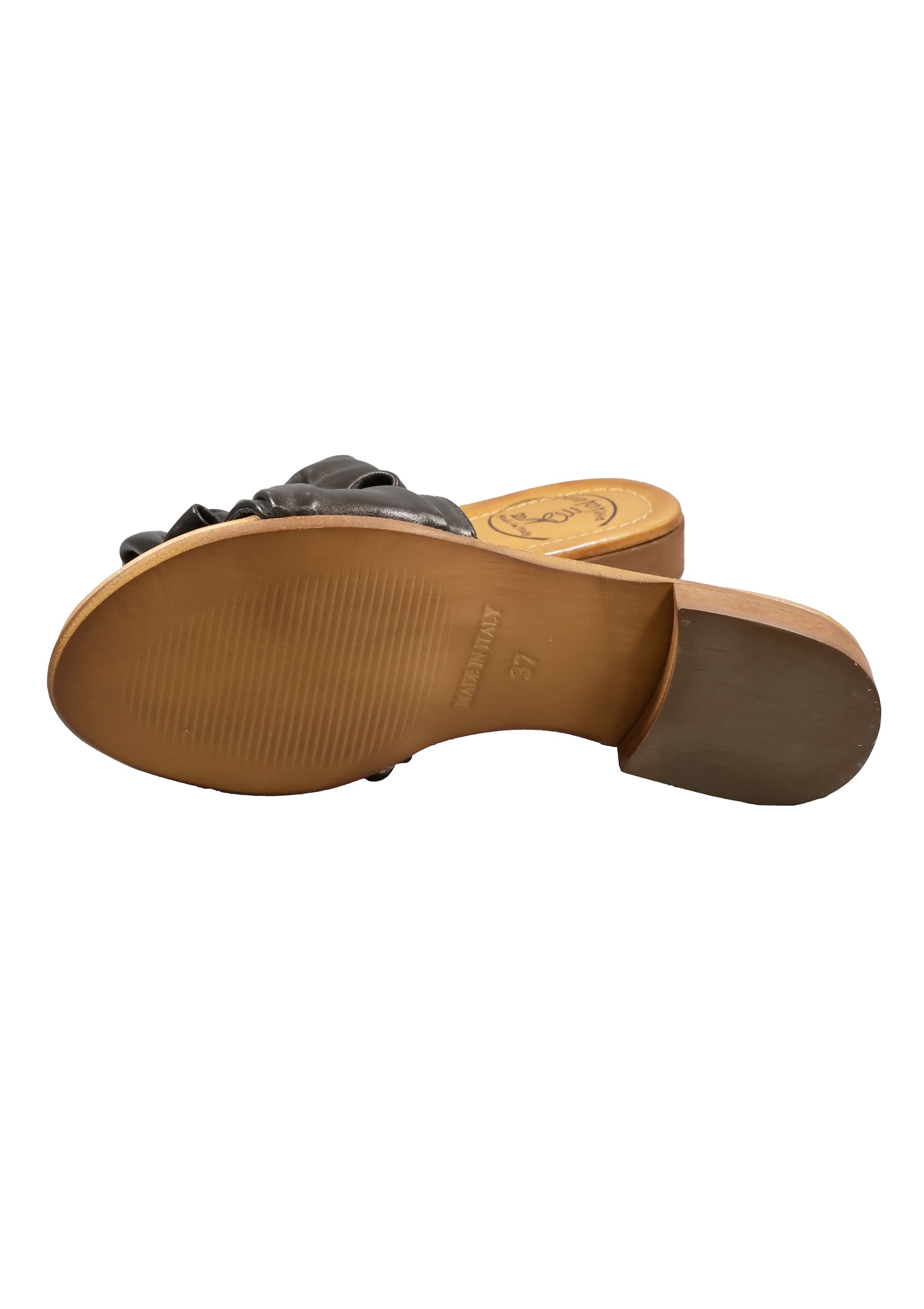 Original Italienische Sandalen Schwarz Leder Damen B735 – Bild 5