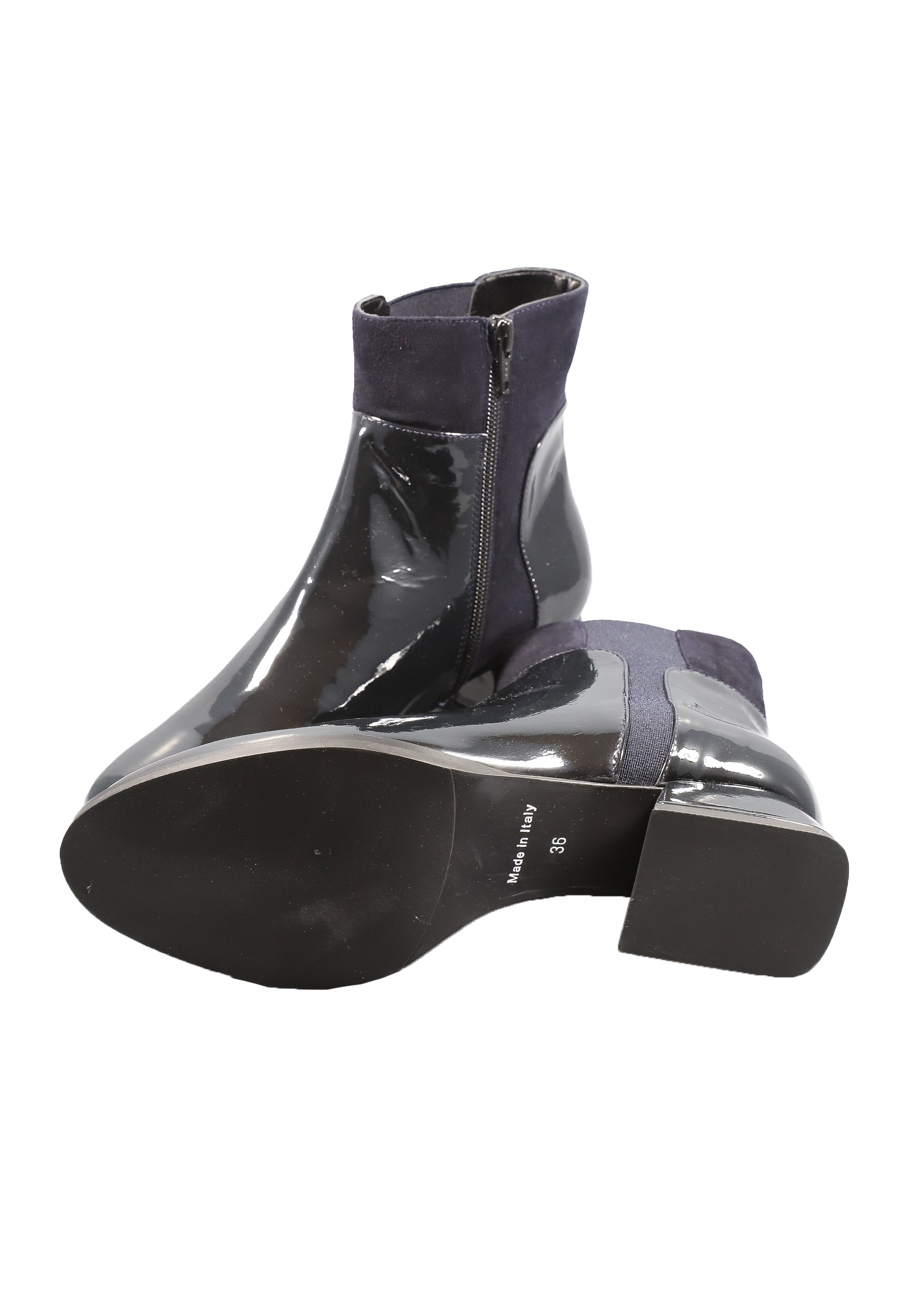 Original Italienische Stiefeletten Schwarz Lackleder Damen B601 – Bild 5